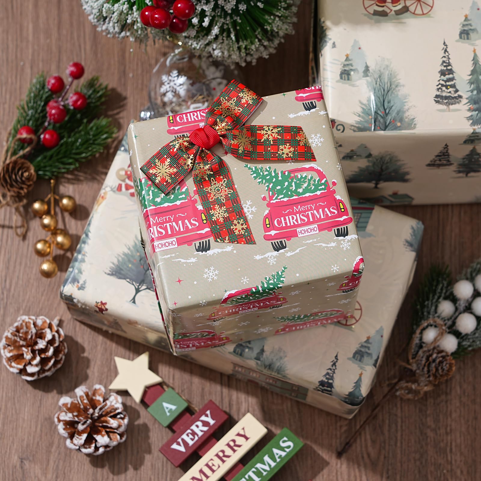 Amazon.com: ZINTBIAL Vintage Christmas Wrapping Paper for Kids