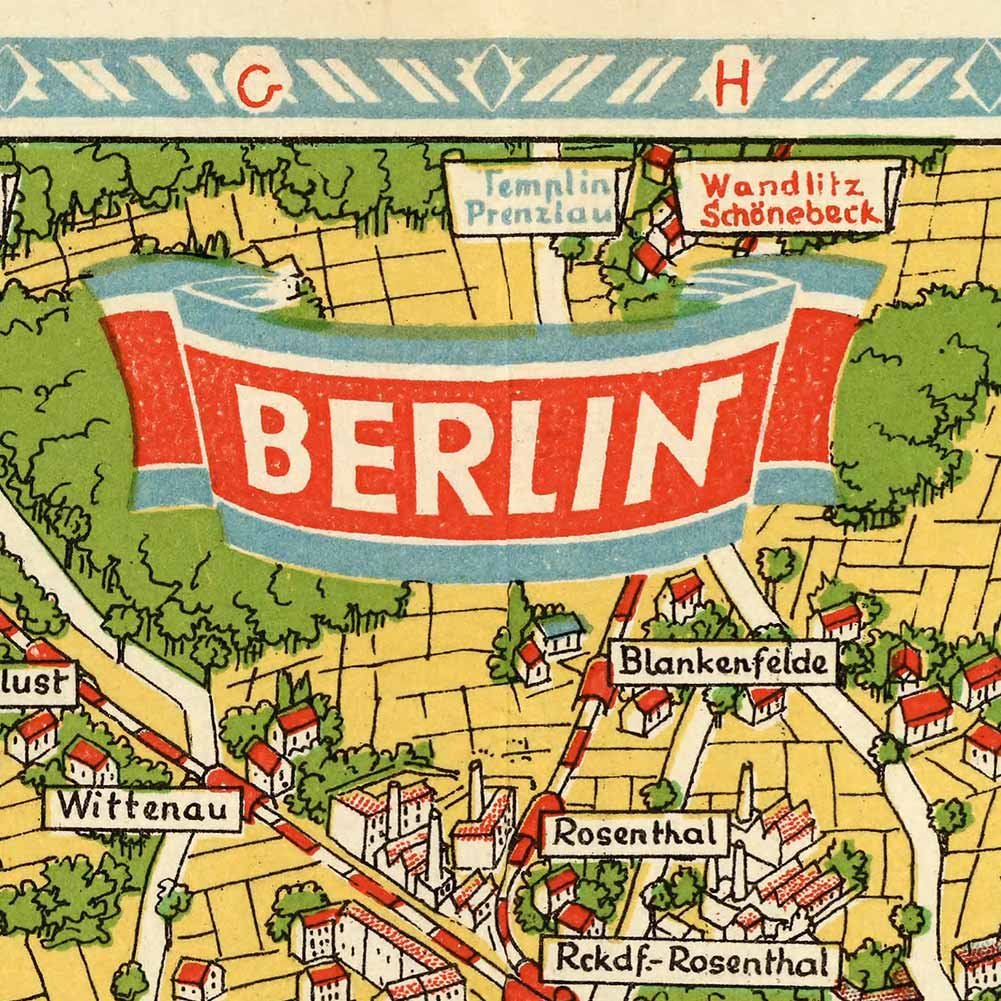 Amazon.com: Antiguos Maps Birds Eye View of Berlin Germany