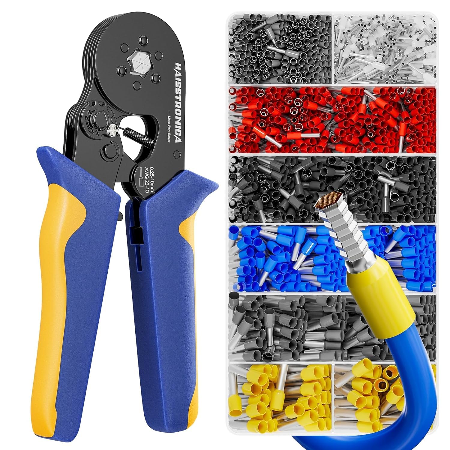 DARKSTICK Crimping Tool,Crimpers Pliers with 1200PCS 6 Colors 8 Sizes Ferrules Insulated Wire Terminals Self-adjustable Square Ratchet Wire Crimper (1200 Terminal + Crimping Tool) (B0CMQTQDVH) Amazon Price History, Amazon Price Tracker
