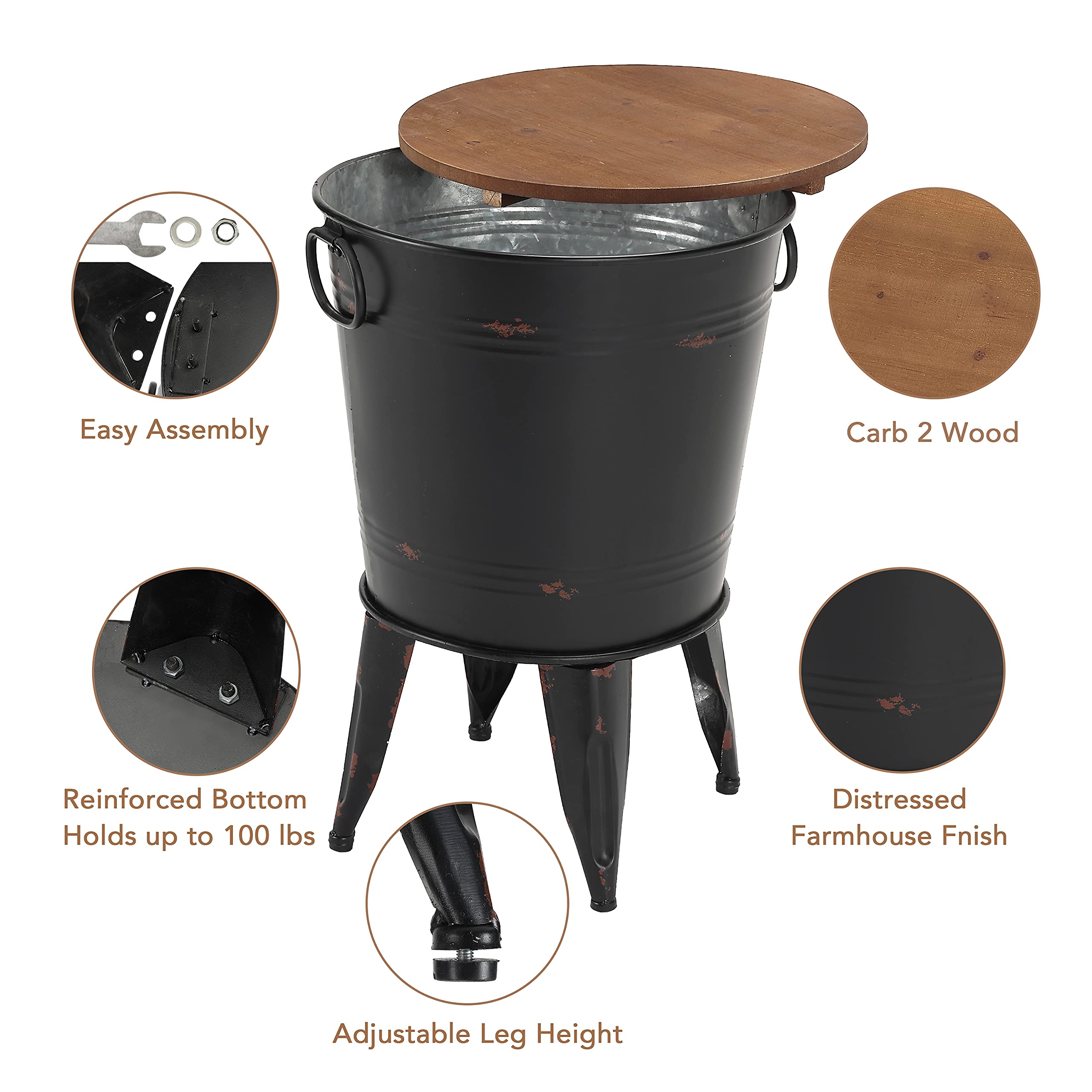 Amazon.com: Rustic Storage Farmhouse Accent Side Table, Antique