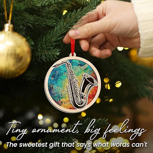 Miniatura 5 de GEEMBI Adornos de saxofón para árbol de Navidad, adornos de Navidad de atrapasoles 2025, regalos de música para mujeres y hombres, regalos de