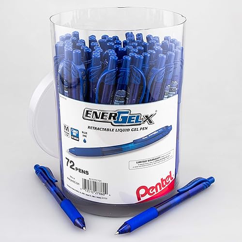 Miniatura 9 de Pentel EnerGel-X Bolígrafo de gel retráctil 0028in Med Line tinta negra 72 unidades BL107PC72A