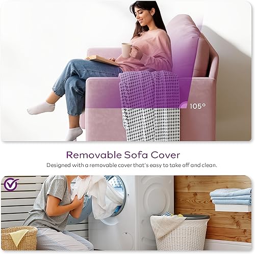 Miniatura 41 de TYBOATLE Sofá biplaza tapizado de tela de lino de 51 pulgadas de ancho para sala de estar, asientos de dos plazas con patas de hierro para espacio