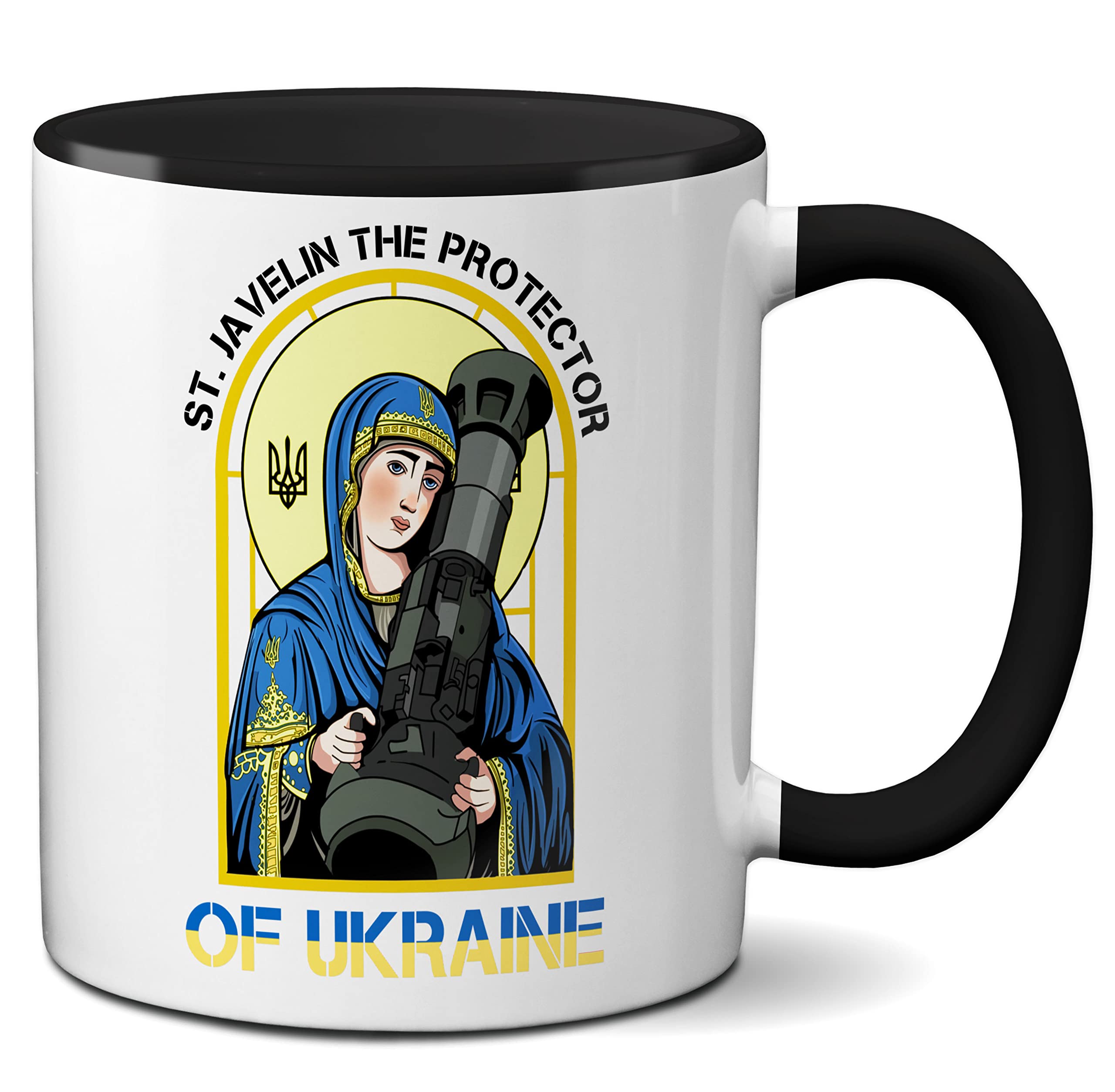 Tazza Da Caffè Bianca 'St. Javelin Protector Of Ukraine' – Ceramica 330ml, Regalo Originale