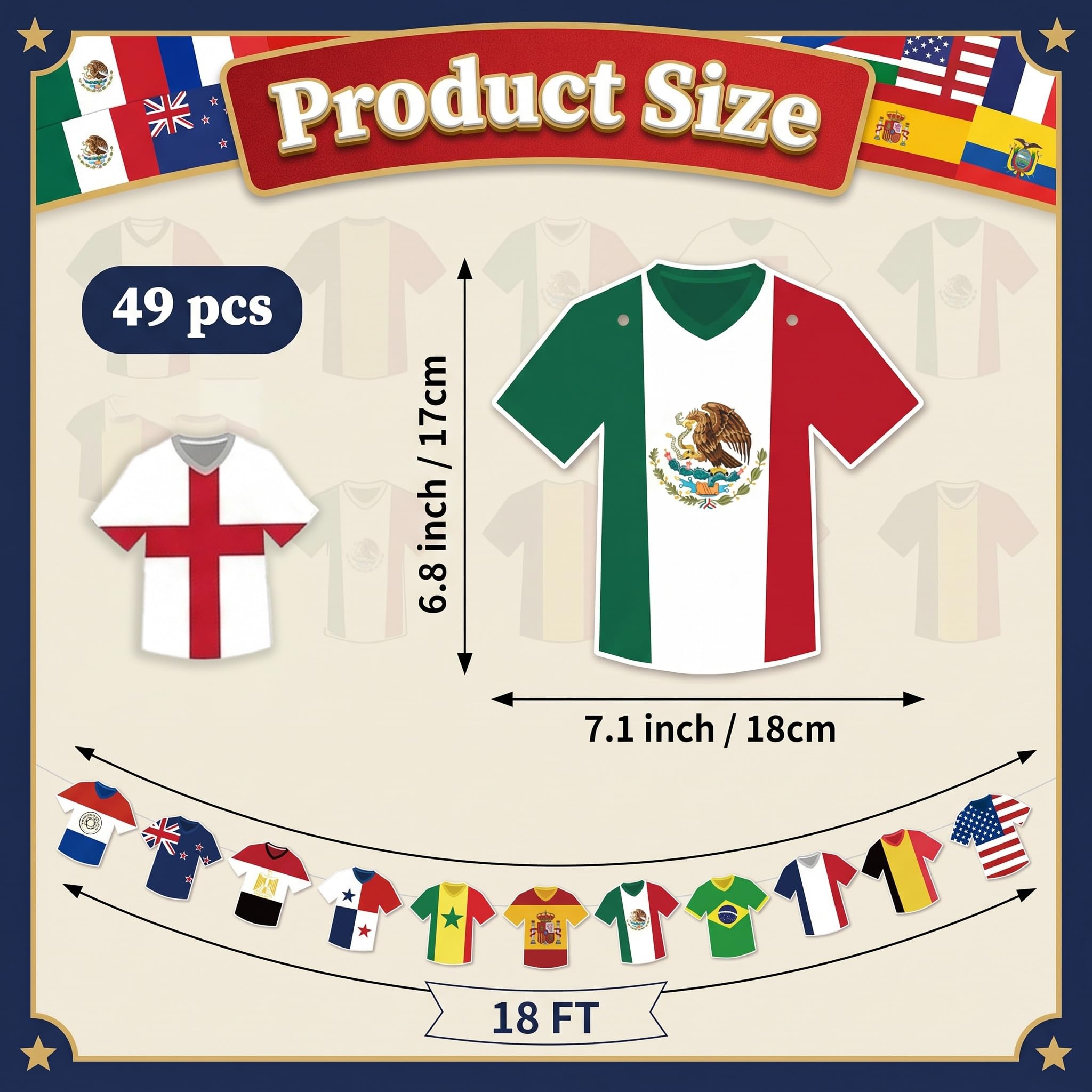 World Cup Football 2026 Decorations Banner Jersey Flags, Football World Cup 2026 Party Supplies, World Cup Wall Decor 2026 for Home Office Pub, Soccer Watch Party Decorations for Fans, BBQ — view 4