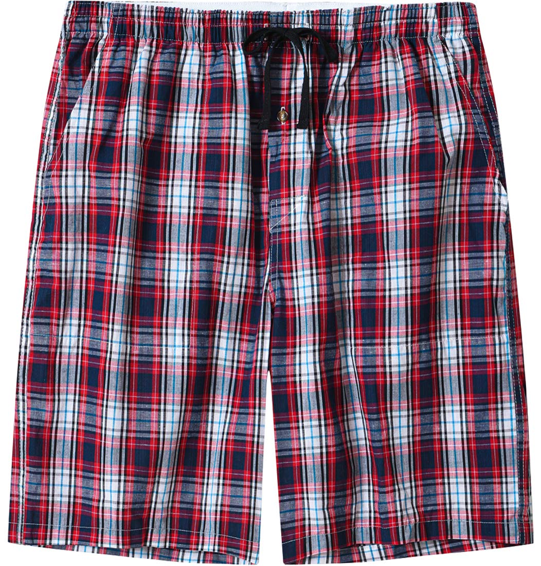 MoFiz Hombre Pantalón Corto de Pijama Casual Shorts a Cuadros de Algodón con Bolsillos