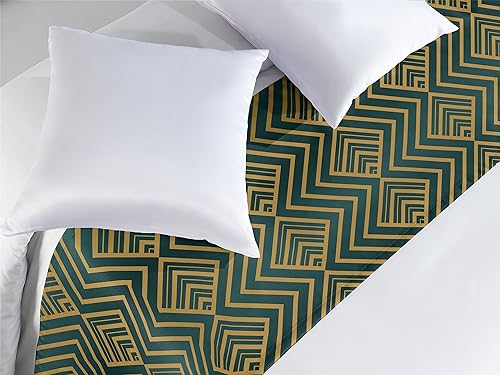 Miniatura 4 de Ambesonne Camino de cama de damasco, composición temática nostálgica con flores barrocas y fondo de escritura a mano, bufanda decorativa para