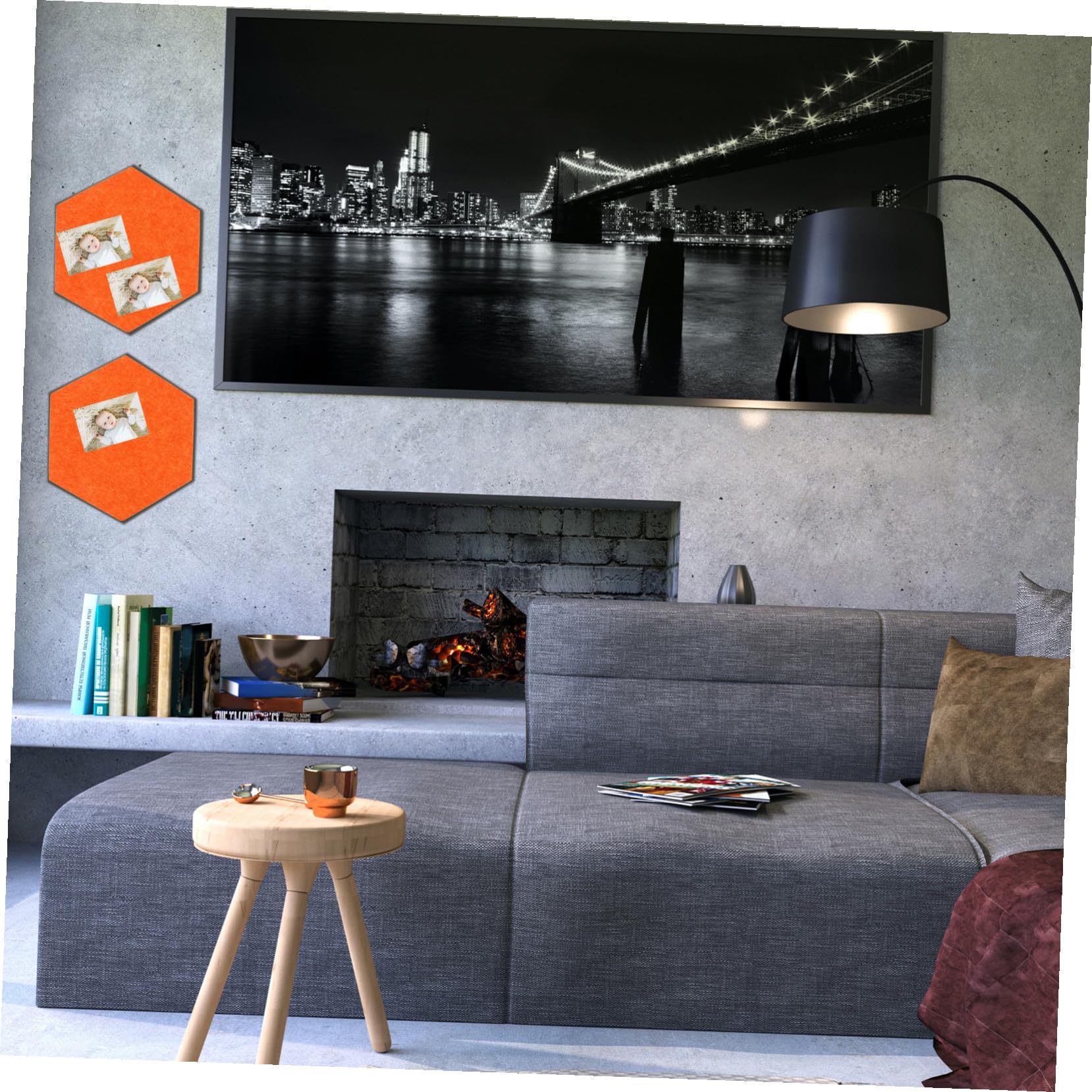EXCEART Panel de Fieltro Hexagonal Adhesivo de Pared 10 Piezas Color Naranja, Tablero de Exhibición Decorativo Multifuncional para Hogar y Oficina, Tablón de Mensajes Autoadhesivo