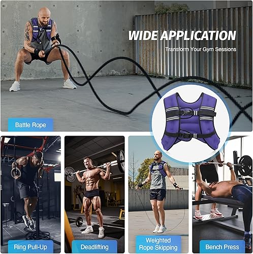 Miniatura 5 de ZELUS Chaleco con peso, chaleco de peso de 6 libras, 8 libras, 12 libras, 16 libras, 20 libras, 25 libras, 30 libras, con rayas reflectantes para