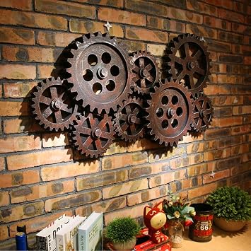 Large 8 Gears Wall Art Industrial Steampunk Style Gear Wheel Wall Decor Vintage Gear Wheel Art CraftRust