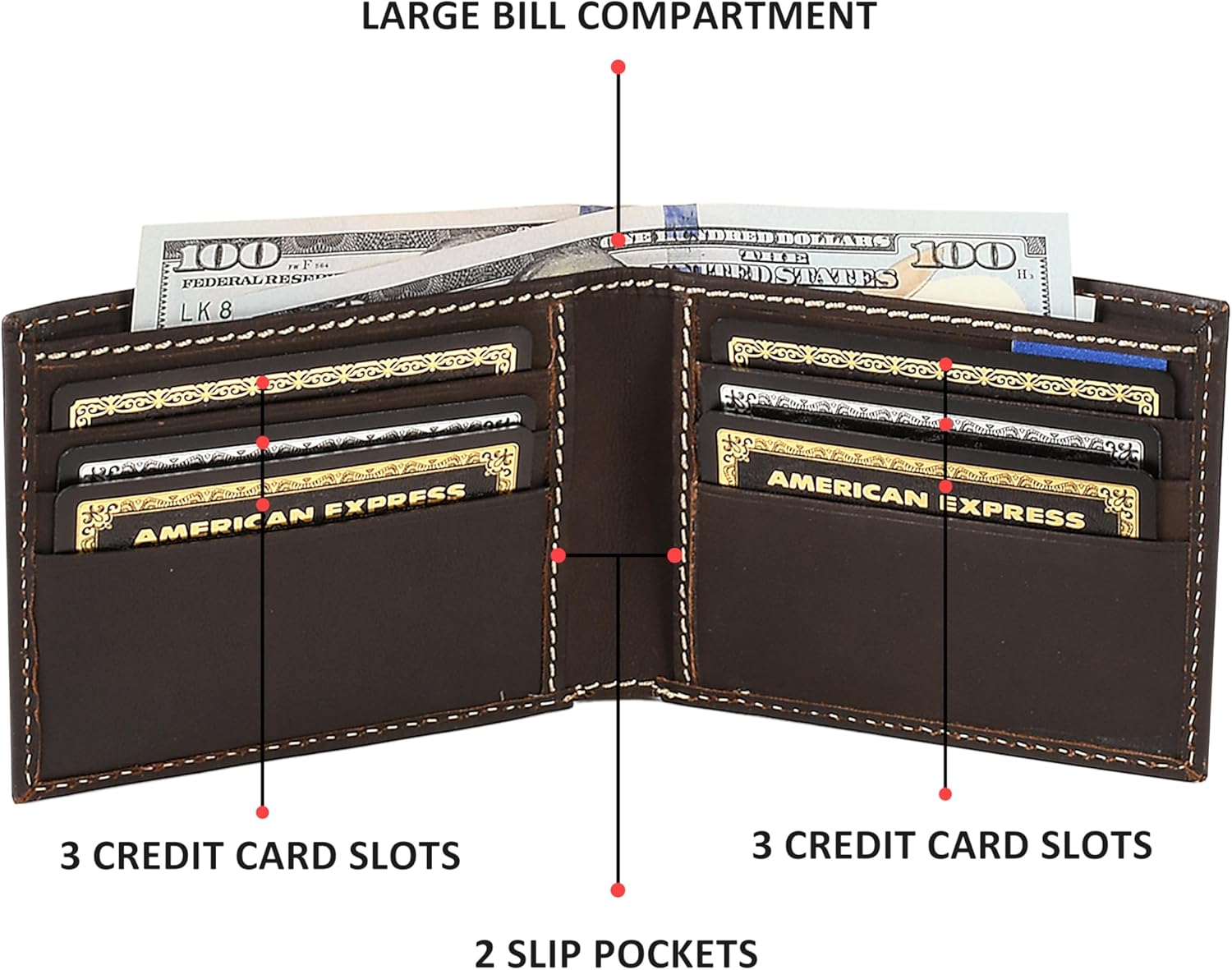 Wrangler Men's Bifold Wallet, Genuine Leather, Gift for Him - Image 3