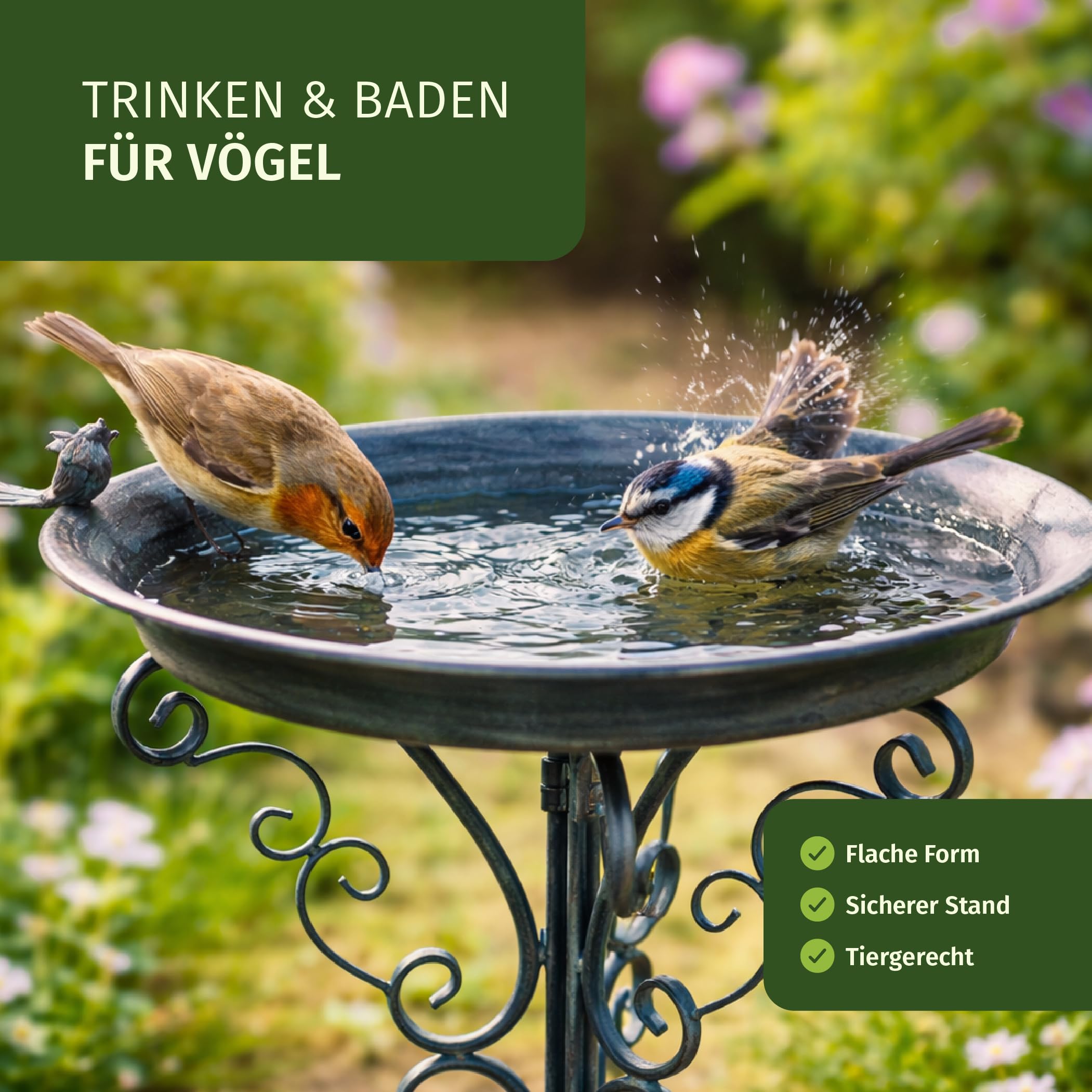 Moritz Vogeltränke Vogelbad Rostoptik braun Höhe 73cm stehend Vogelbecken Wassertränke frostsicher