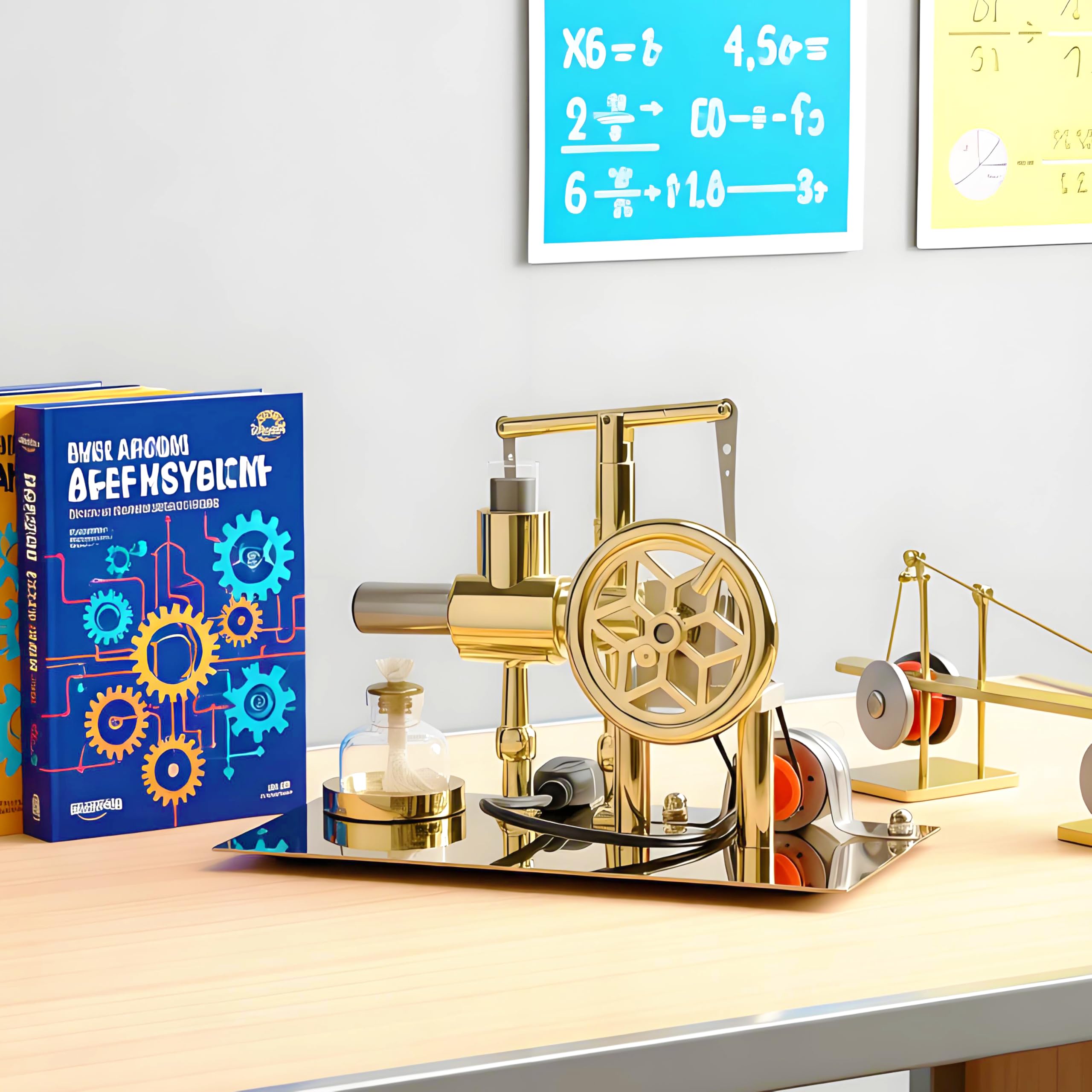 MagicTech Motor de aire caliente Stirling Motor Electricidad Cilindro USB Metal Física Educación Modelo JY27