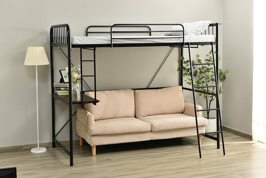 ロフトベッド シングル コンセント付き デスク付き 耐荷重120kg　BLACK Amazon｜システムベット ロフトベッド シングル コンセント付き デスク