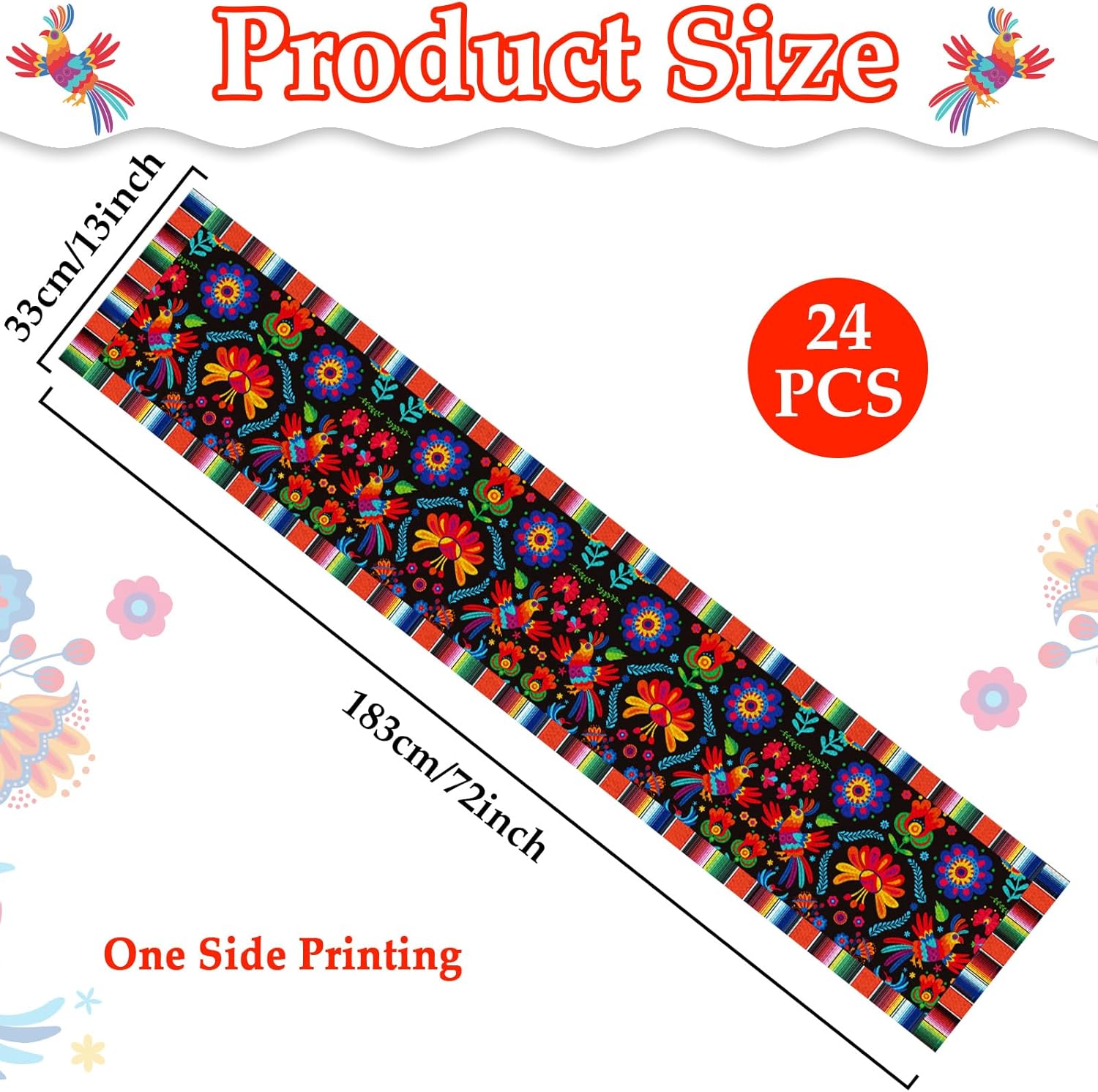 Linen Mexican Fiesta Table Runner 12 Pack 72×13in Long Day of The Dead Farmhouse Runner Dia De Los Muertos Runners Kitchen Dining Home Table Decoration Day of The Dead Decor and Supplies