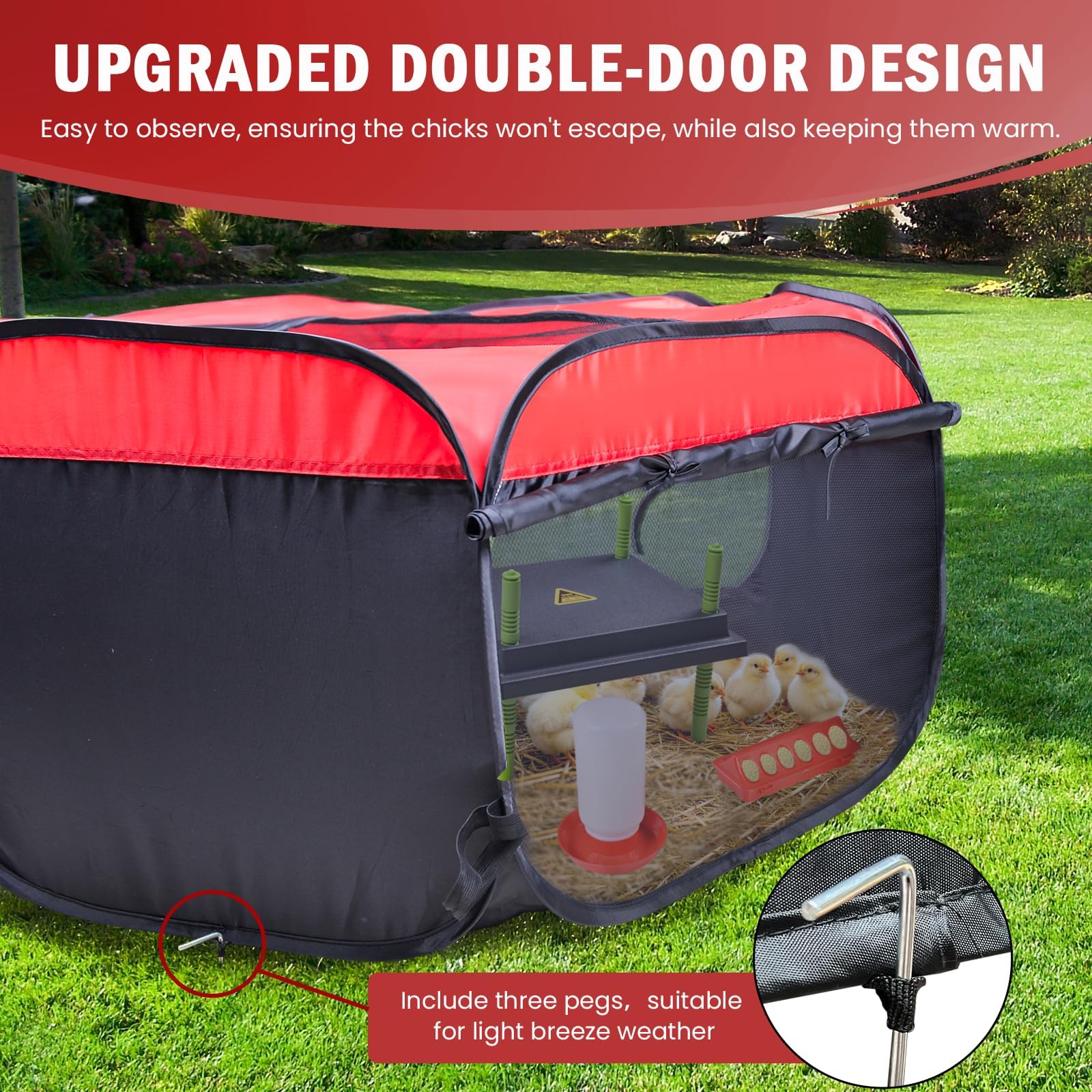 Kükenaufzuchtbox für Küken,Wärmeplatte Küken 25x30cm, Kükenaufzuchtbox, 4-in-1-Set mit Futtertrog und Tränke