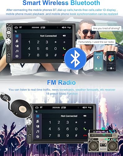 Miniatura 3 de Radio estéreo para automóvil con Carplay Android Auto, podofo 7 pulgadas 1080P HD IPS pantalla táctil 5.1 Bluetooth Radio de coche Soporte de audio