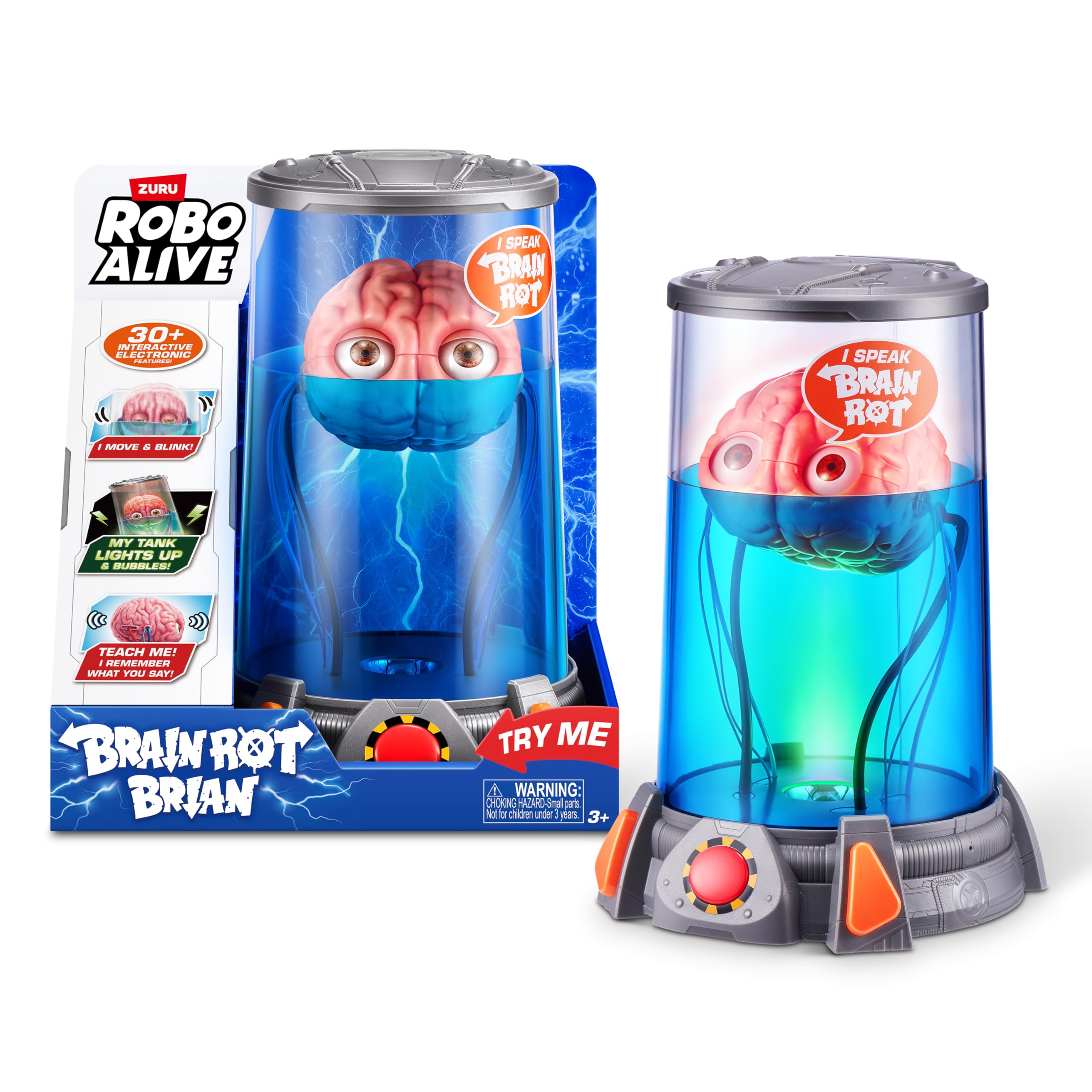 Brain Rot Brian by ZURU – Interactive Robotic Light-Up Brain That Talks, Speaks, and Repeats Sounds, Animated Electronic Toy for Boys and Girls Ages 3+
