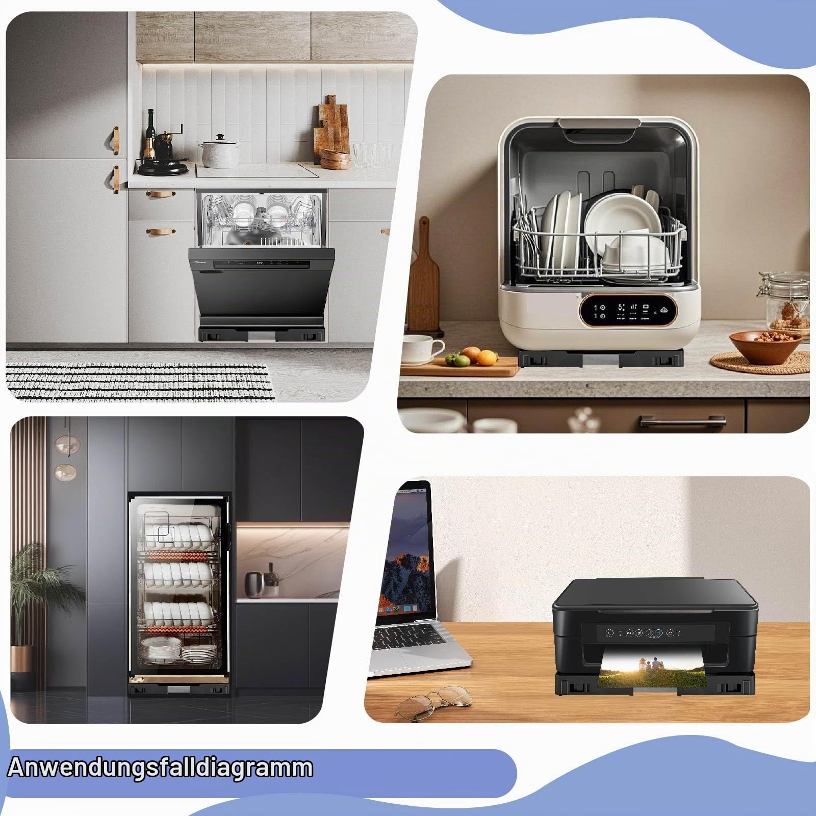 Mini Kühlschrank Sockel Höhe 4cm Untergestell für Kühlschrank Sockel spülmaschine Gefriertruhe Gefrierschrank Küchenschrank(Einstellbare 42-65cm)-Grau