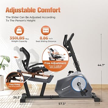 Recumbent Exercise Bike for Adult and Seniors, LETS CAMP Stationary Bike