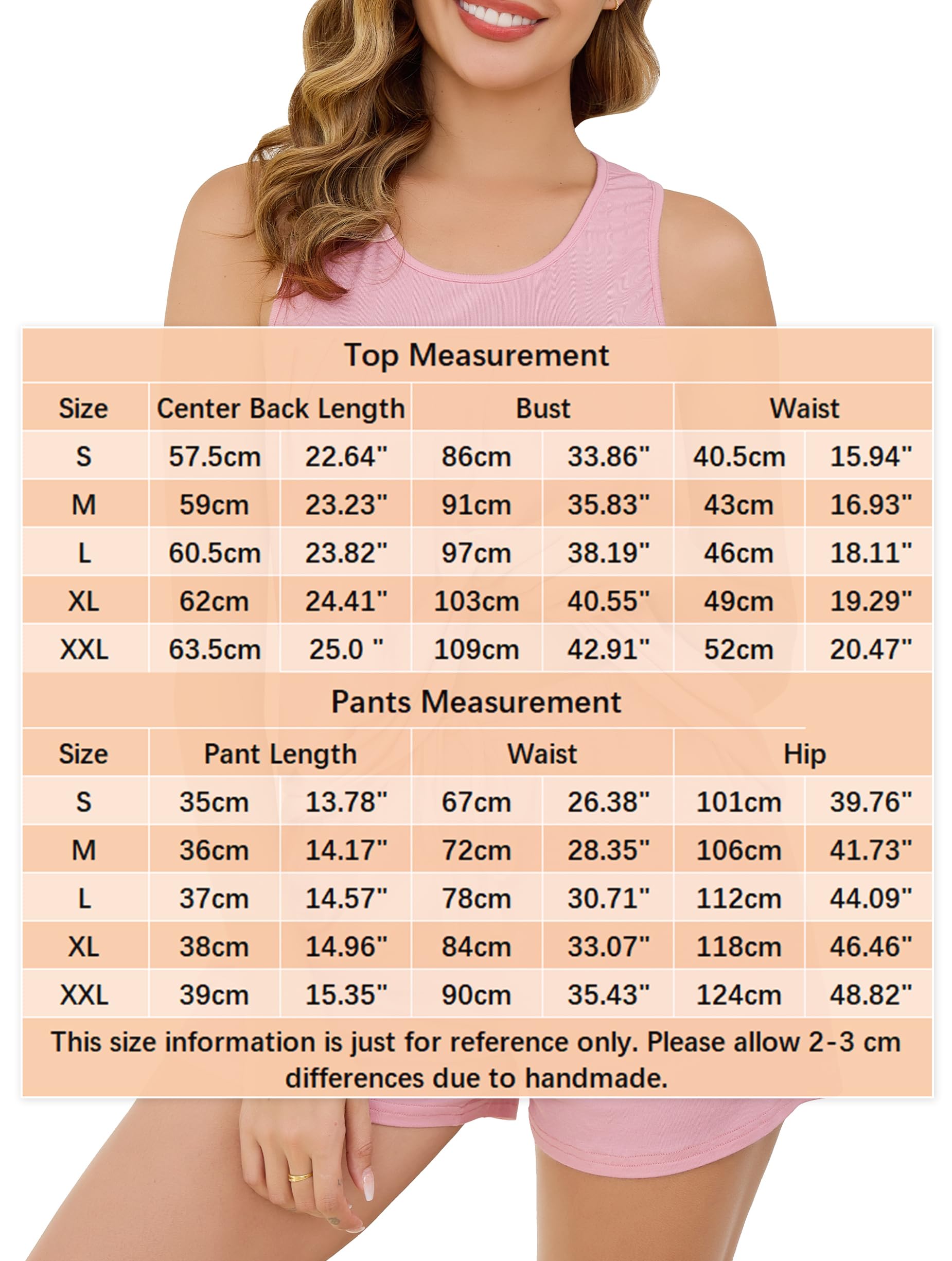 Wikoan Pyjama Femme Ete Ensemble de Pyjama Court à T-Shirt sans Manches et Short Vêtements de Nuit 2 Pièce Pyjamas pour Femms S-XXL