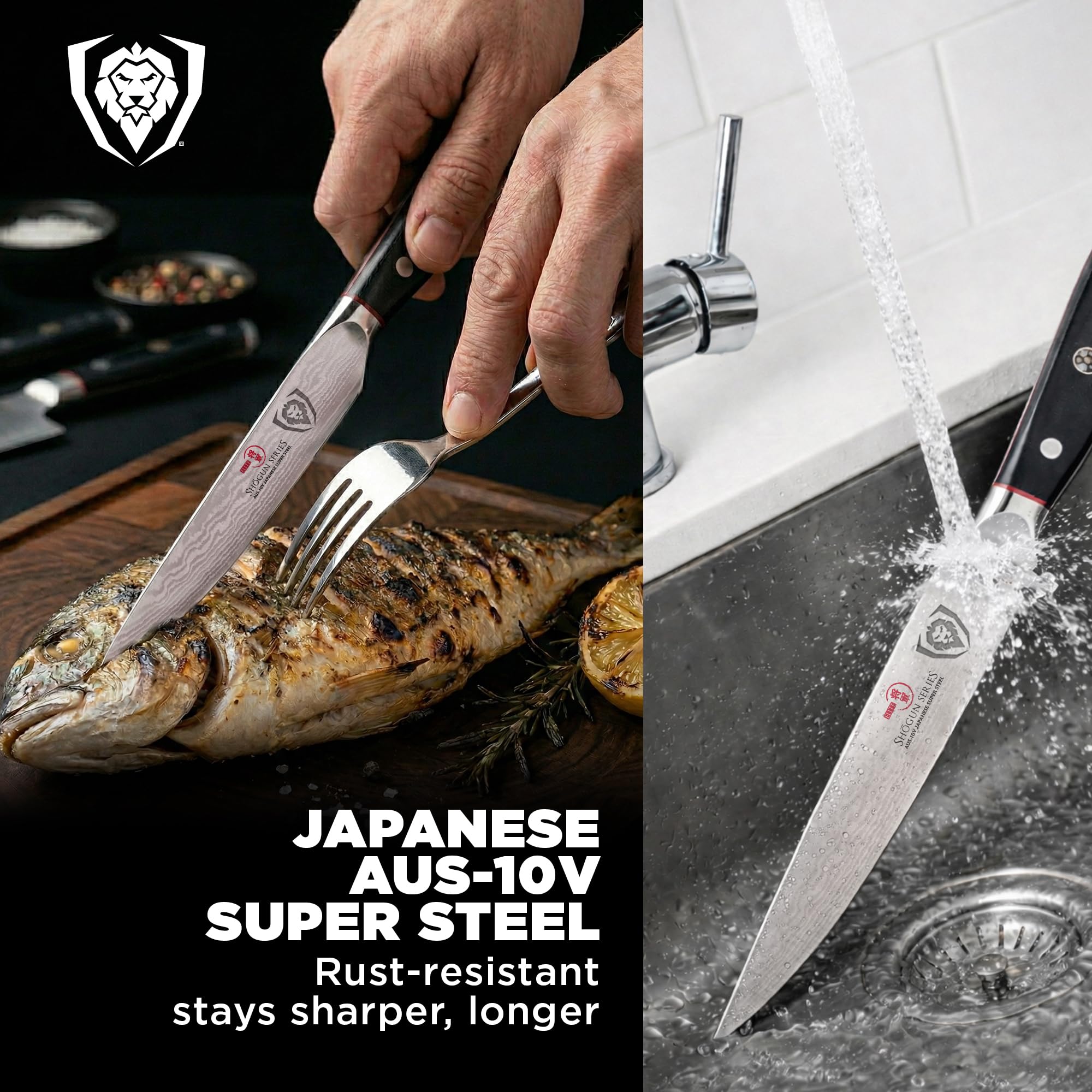 Lot De 6 Couteaux De Cuisine Shogun – Noir – Acier Inoxydable – Occasion