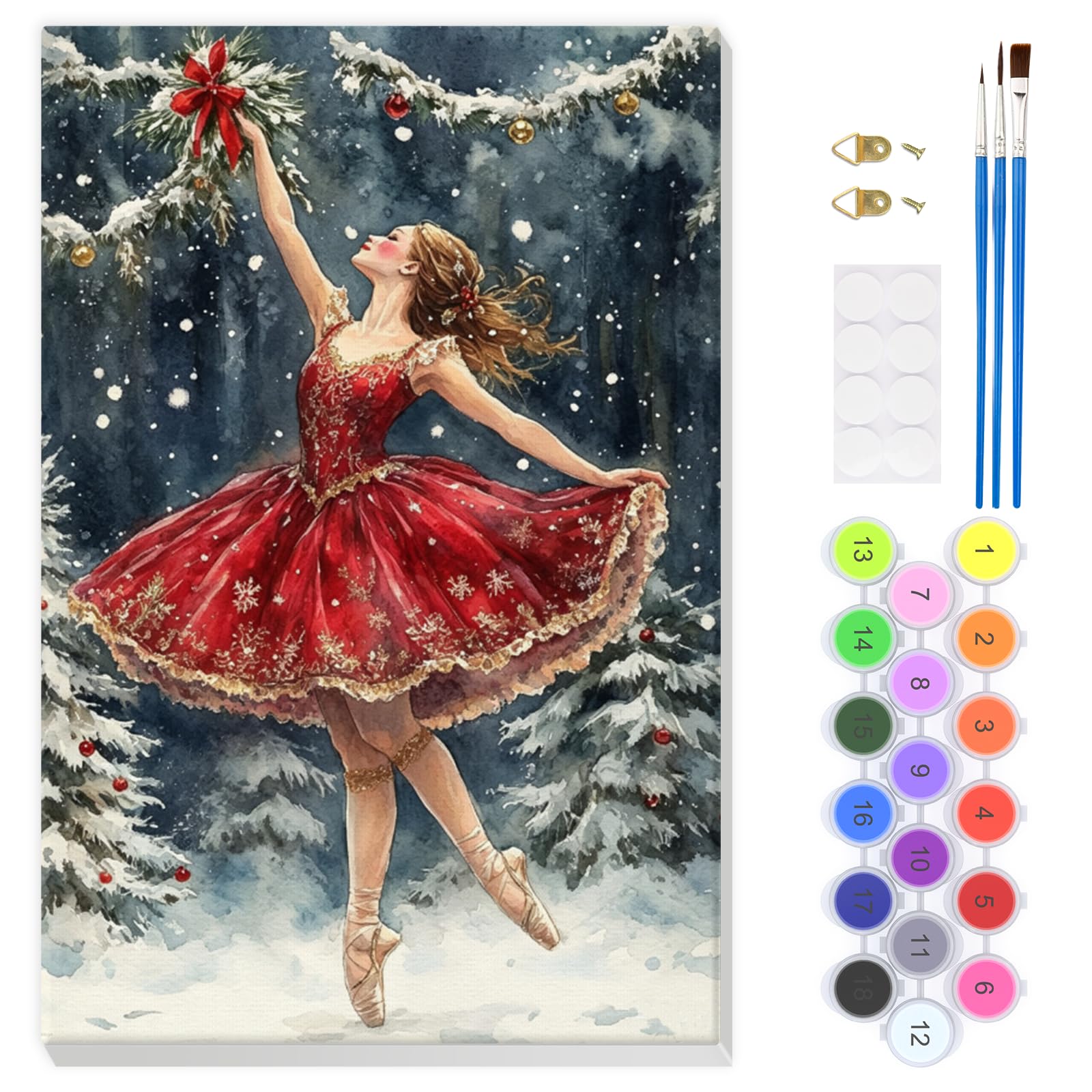EOBROMD Ballet Girl Paint by Numbers for Adults Beginner with Frame, Winter Paint by Numbers Kits, Painting by Numbers on Canvas, DIY Acrylic Painting Kit Art and Crafts for Home Wall Decor 8x12inch