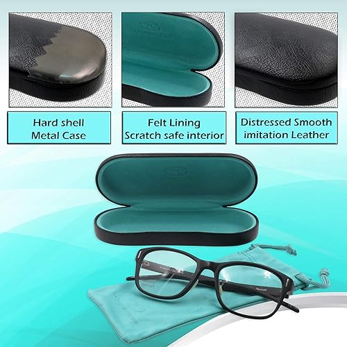 Miniatura 3 de Women Glasses Case, Hard Shell Eyeglass Holder, Protective with lip for easy openning with drawstring pouch and cloth