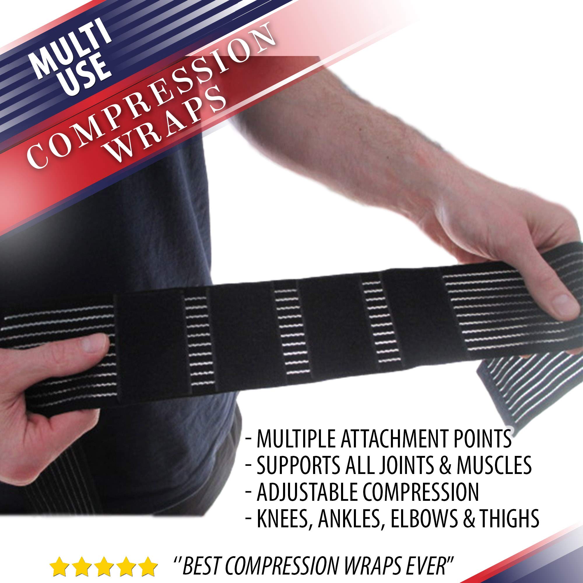 Elastic Knee Compression Bandage Wraps Support for Legs, Thighs