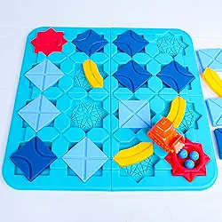 Jogo de Lógica Construção de Caminhos – Tabuleiro 38×38cm com 118 Desafios, 4 Níveis e Carrinho
