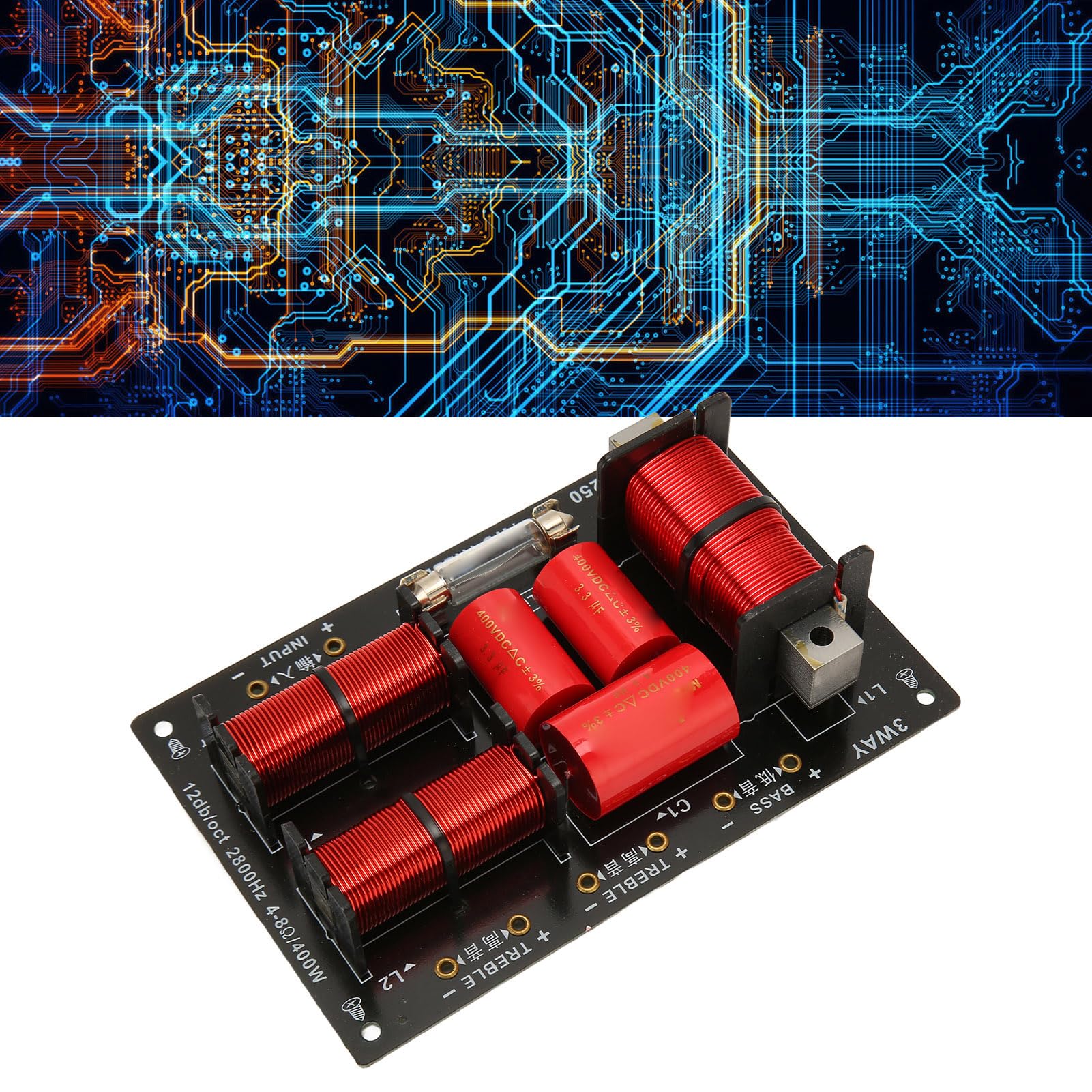 400-W-Lautsprecher-Frequenzteiler, 3-Wege-2-Einheit-HiFi-Audio-Lautsprecher-Crossover-Verteilerplatine, Treble-Bass-Frequenzteilermodul