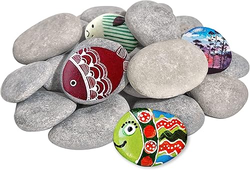 DALTACK 30 rocas de pintura grandes, rocas de río naturales, rocas planas para pintar, piedras de 2 a 3 pulgadas para artes y manualidades