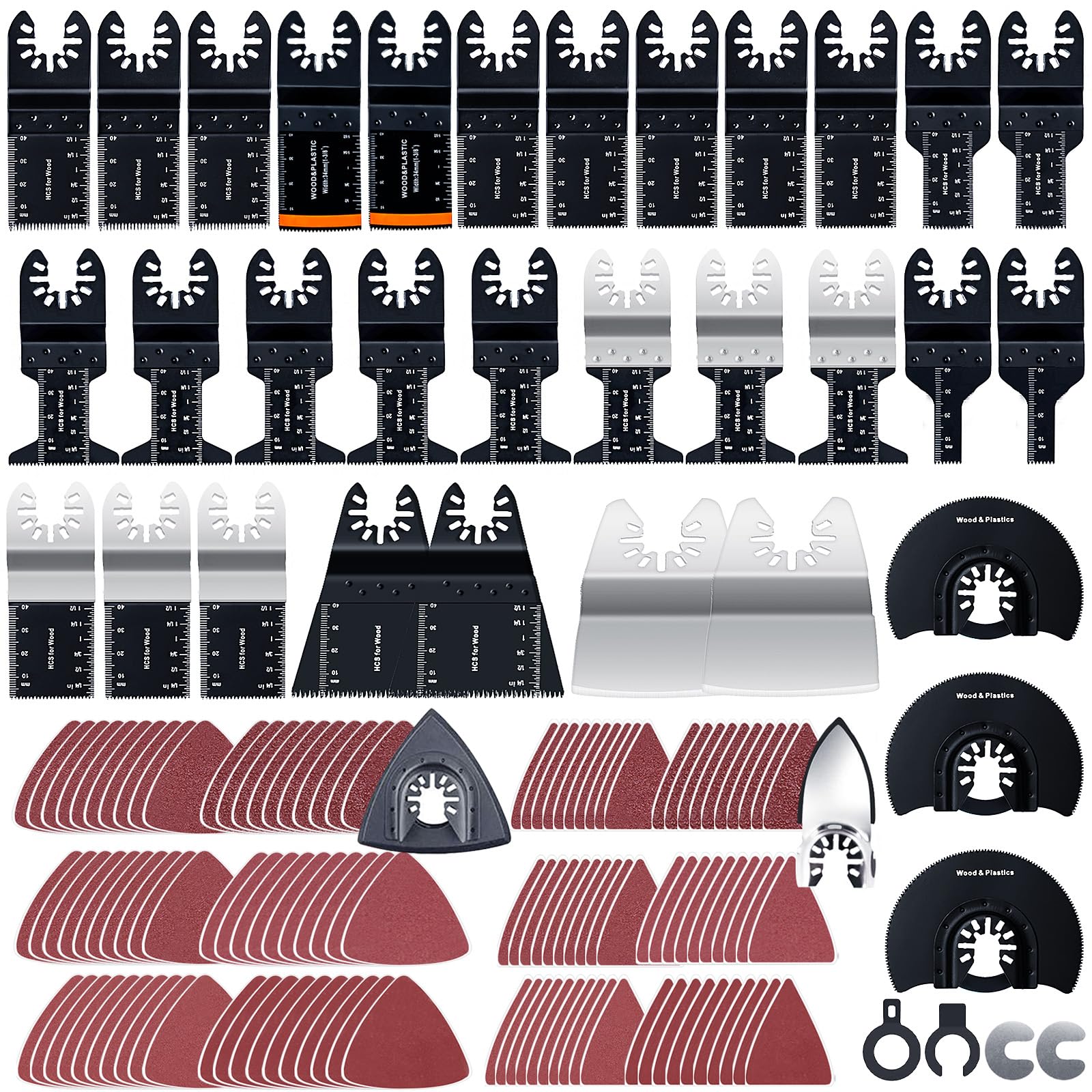 Connoo Black 156 Pcs Oscillating Multitool Kits Oscillating Tool Accessories Universal Wood Plastic Quick Release Fit Fein Multimaster, Milwaukee, Bosch, Dremel, Ryobi, Rockwell, Makita