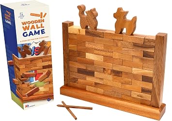 BSIRI Wooden Brick Wall Balancing Game with Characters Family for Teens and Adults Classic Brick Board Games Tabletop Party Skill Activity for Home Party Play