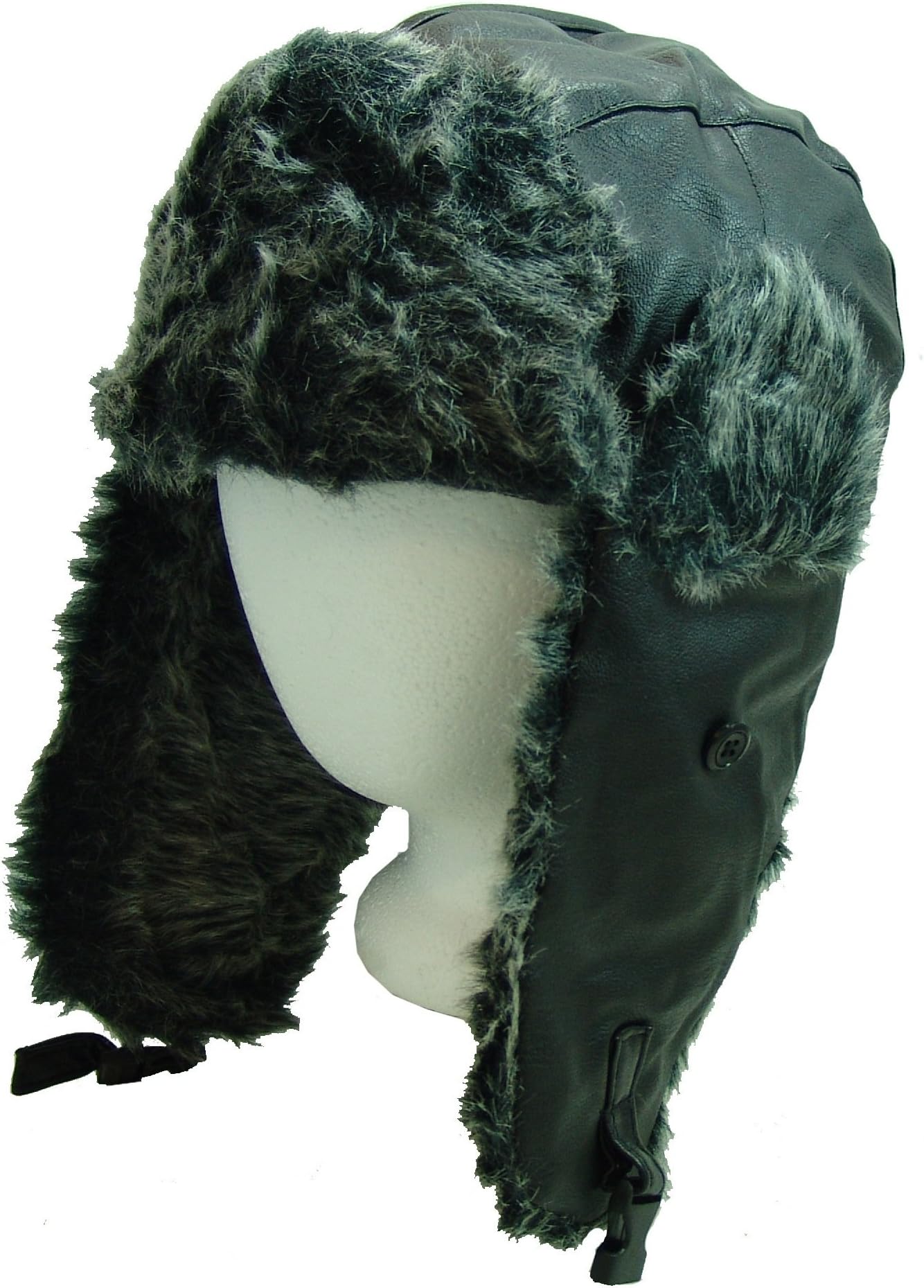 FUROCITY HATS Faux-Leather And Polyester Fur Trapper Hat - Black