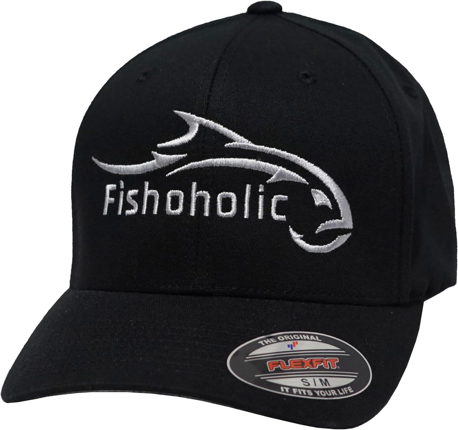 Fishoholic Baseball Fishing Hat – Flexible Fitted - Embroidered Logo, Semi-Fitted, S/M & L/XL Sizes – Fishing Enthusiast Gift