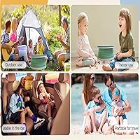 Vista 2 de Orinal de viaje para niños pequeños, inodoro portátil y plegable, se aplica al asiento como inodoro de emergencia para automóvil, campamento, Verde