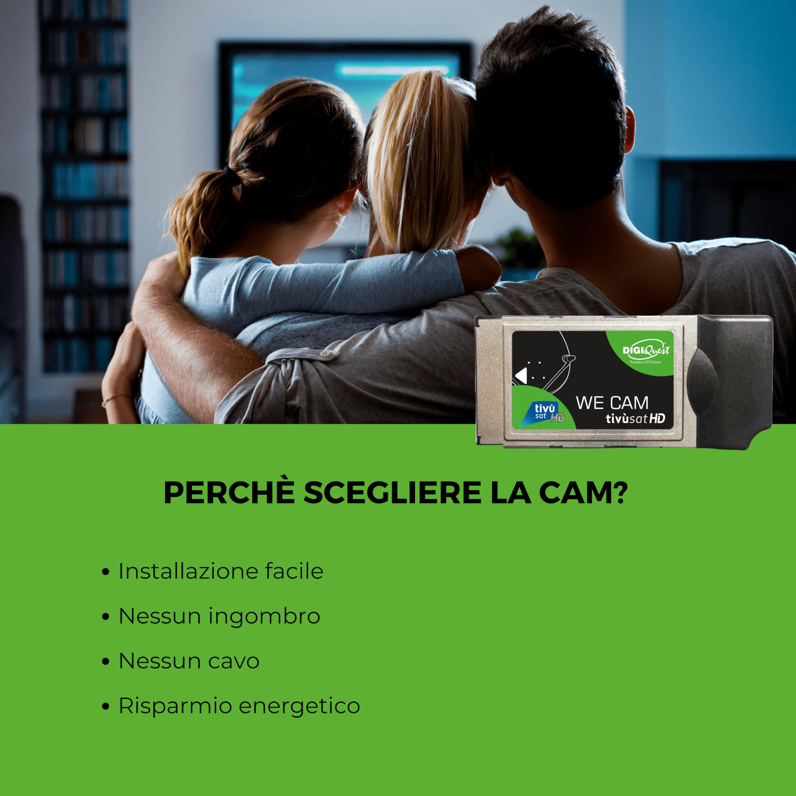 DIGIQUEST We CAM Tivùsat HD certificata | Accesso ai canali HD | Installazione Facile e Veloce | Ideale per amanti di cinema e sport | Smartcard Tivùsat inclusa da attivare