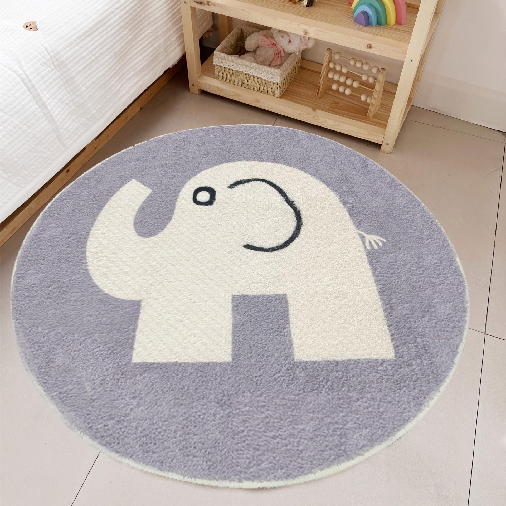 Alfombra de animales para dormitorio infantil suave alfombrilla gris de juego
