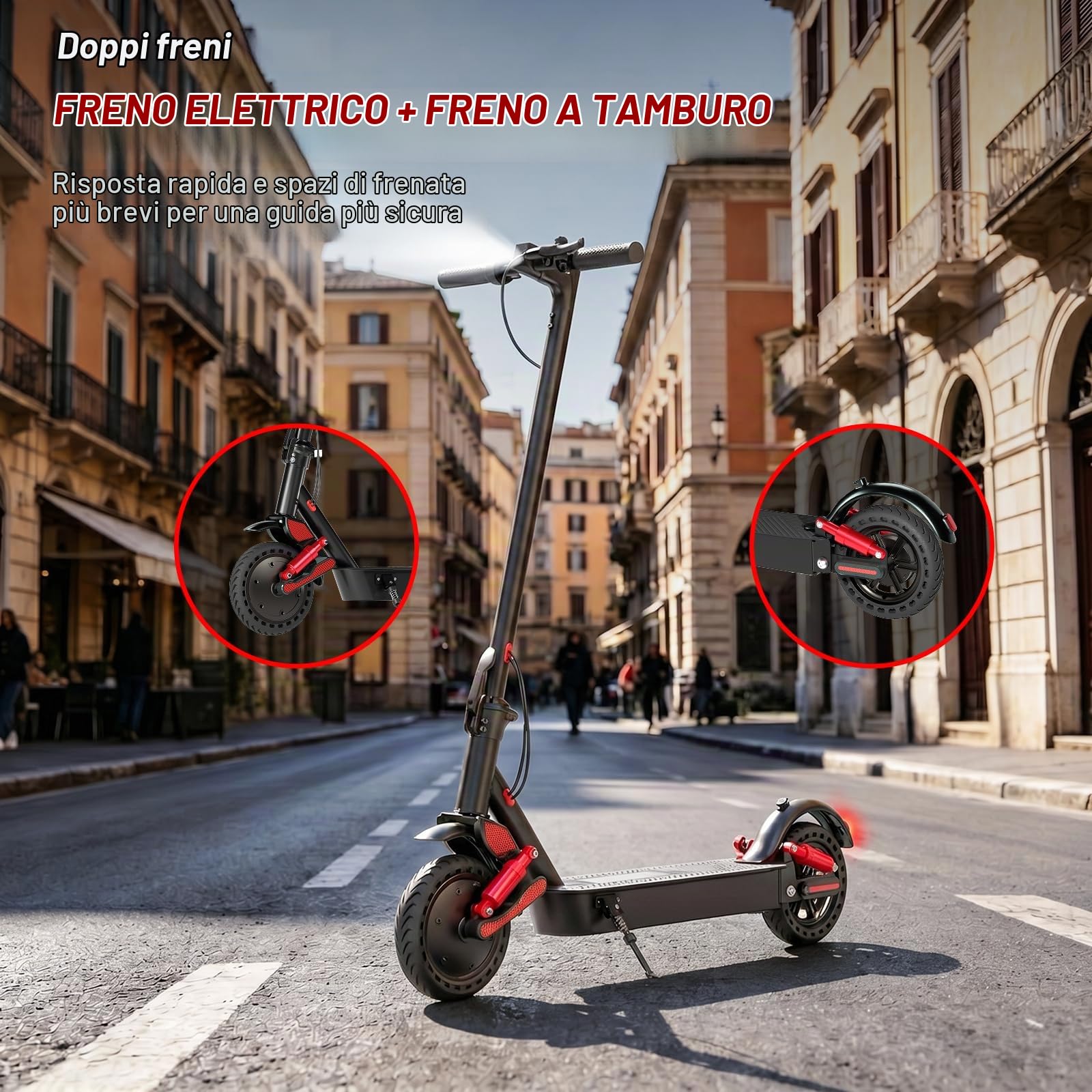 HX D06 Monopattino Elettrico Adulto, Doppia Sospensione, 500W 16/25Ah E Scooter per Città e Leggero Off-Road, Autonomia Massima 45-70km, Display Multifunzione - Pneumatico Pieno 8.5"