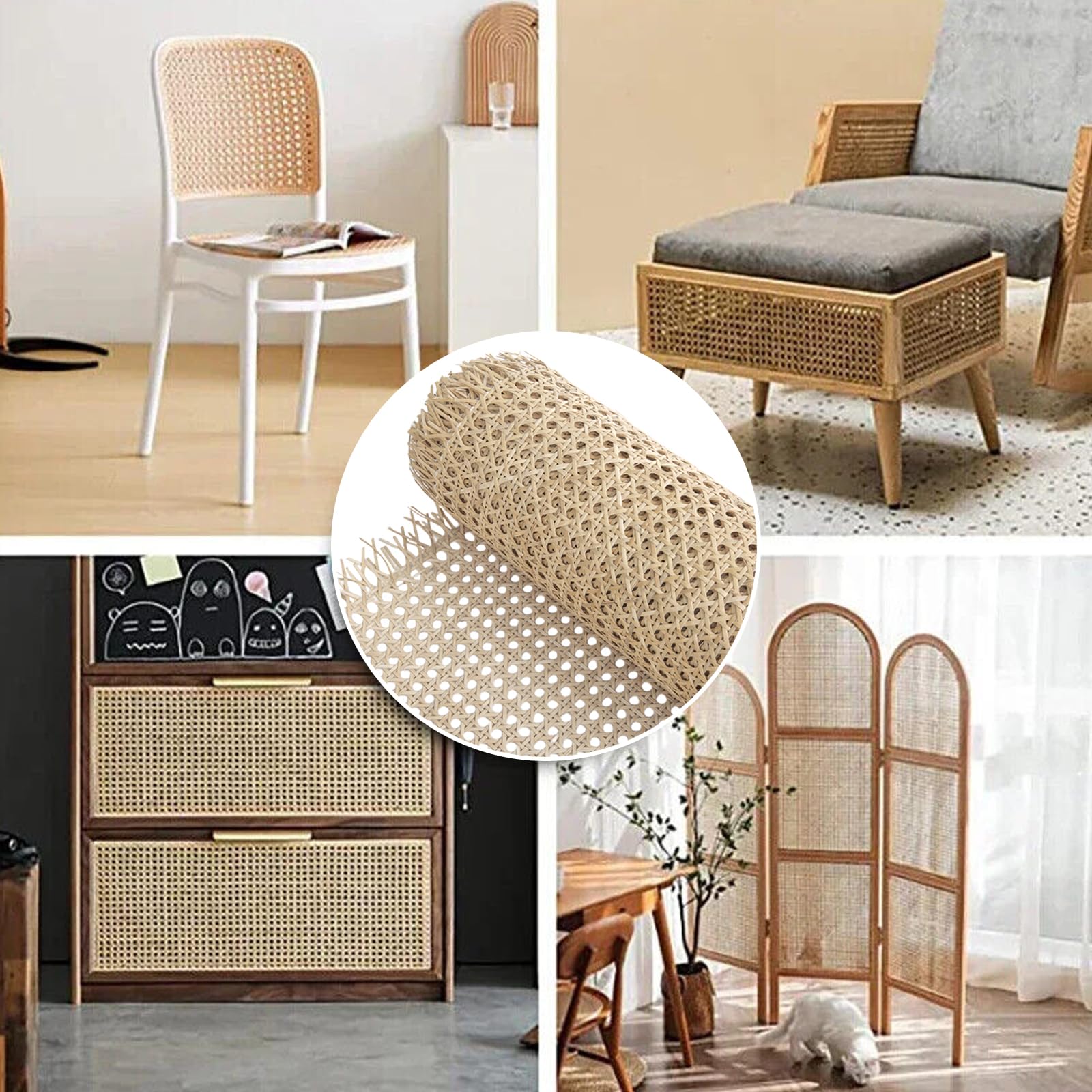 Wiener Geflecht Meterware, Rattan Gurtband Schimmelfest, Geflecht-Netz-Rolle für Möbel, Stühle, Schränke (40x100cm)