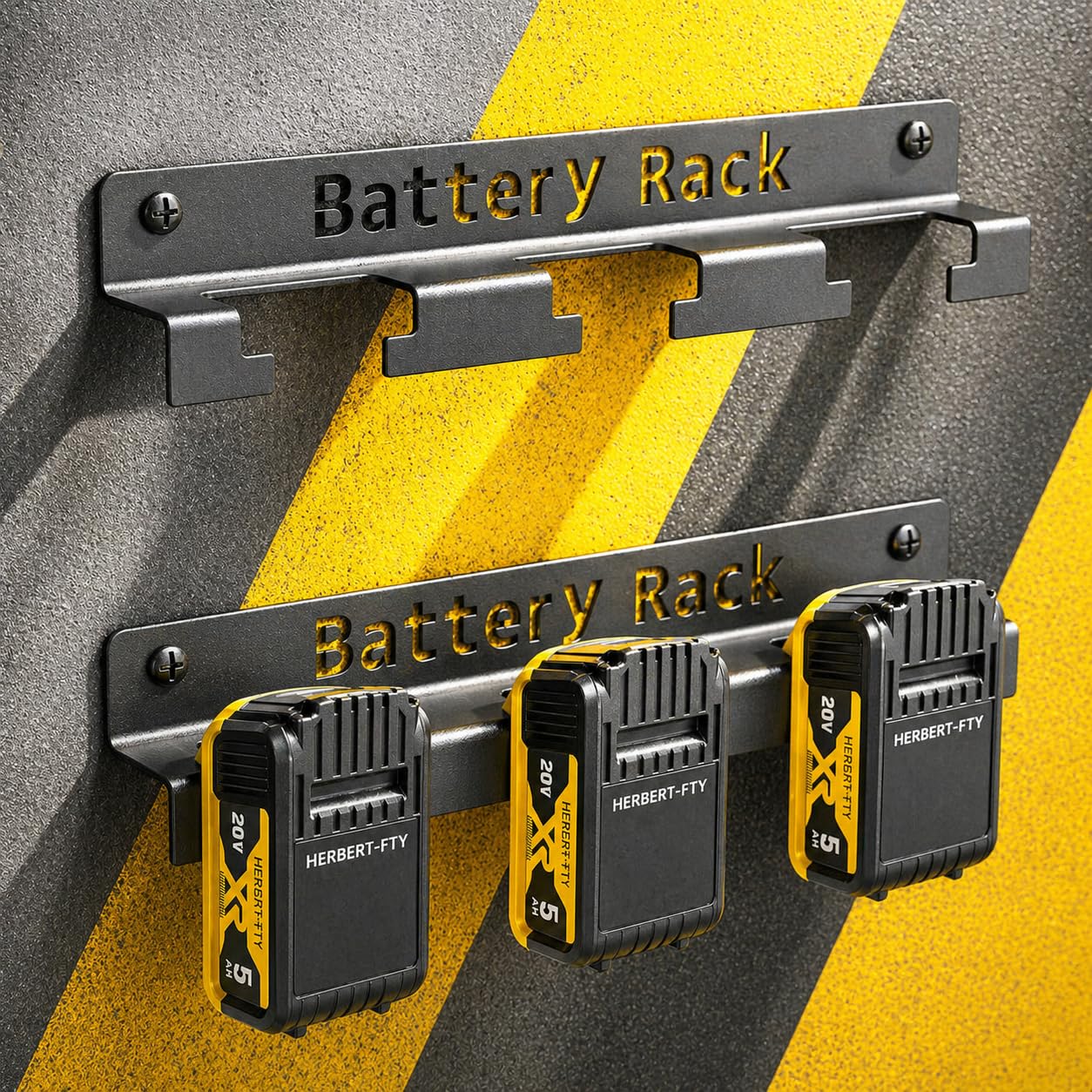 Metal Battery Holder Compatible for DeWalt 20V 60V 12V, Battery Holder Wall Mount, Durable Tool Battery Rack Wall Mount Organizer for Storage,Display and Cover with 3 Slots,Black,Patented design!!!
