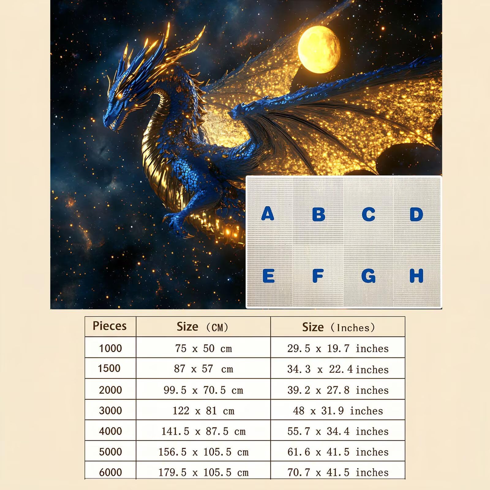Puzzle 6000 Pezzi Classici, Puzzle drago sogno 179 x 105 cm, Gioco Educativo e Antistress in Legno con Poster Incluso, Ttività DIY per Famiglia, Regalo per Appassionati, Decor Parete Casa, f0-632