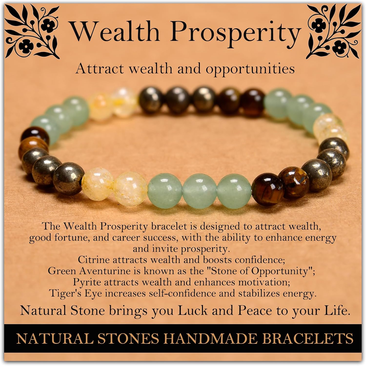 Handmade Natural Gemstone Elastic Bracelet - Healing Crystal Beads Jewelry, Unisex