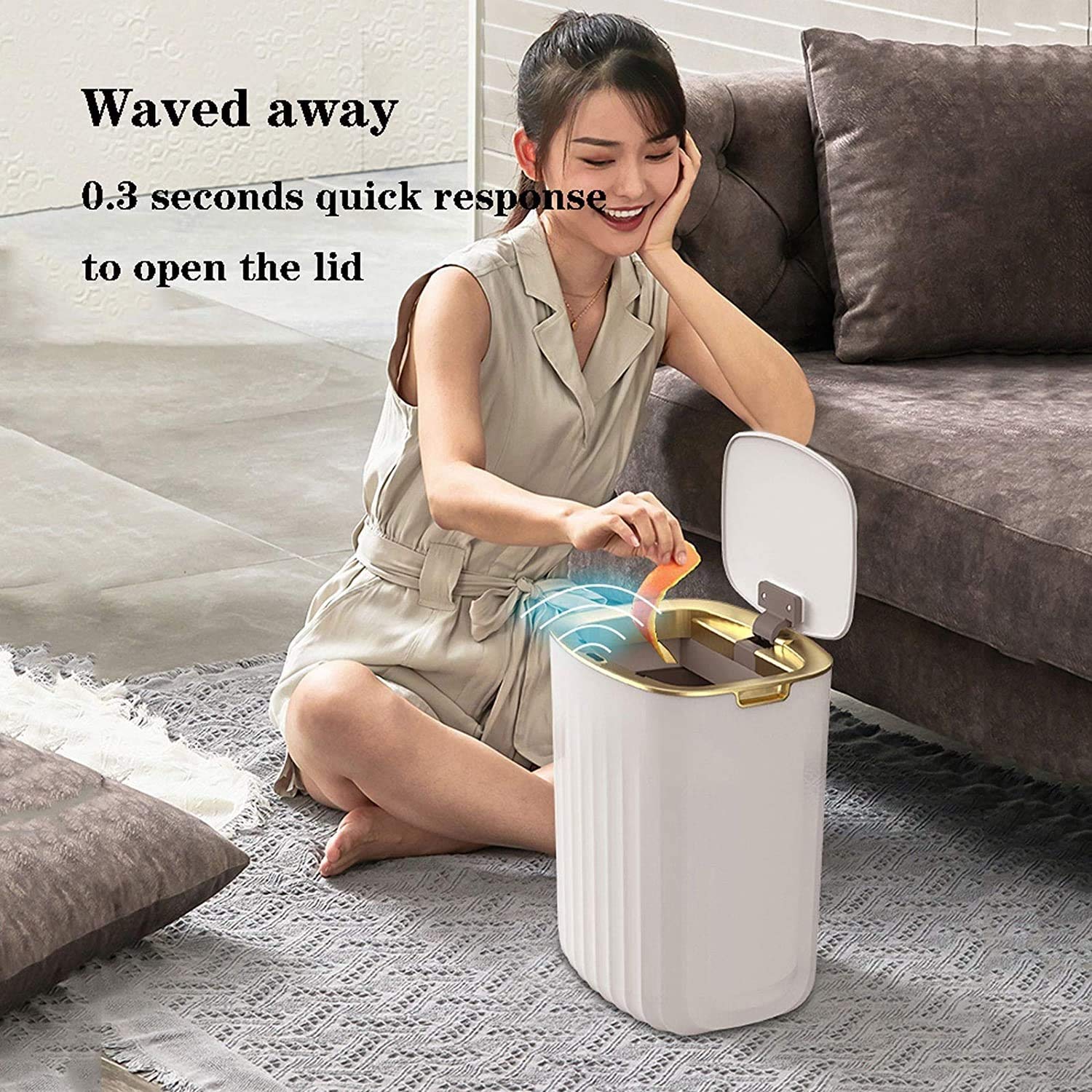 Papelera Inteligente automática sin Contacto de 12 L con Sensor, Papelera, Papelera de Basura, Papelera de Cocina, papeleras