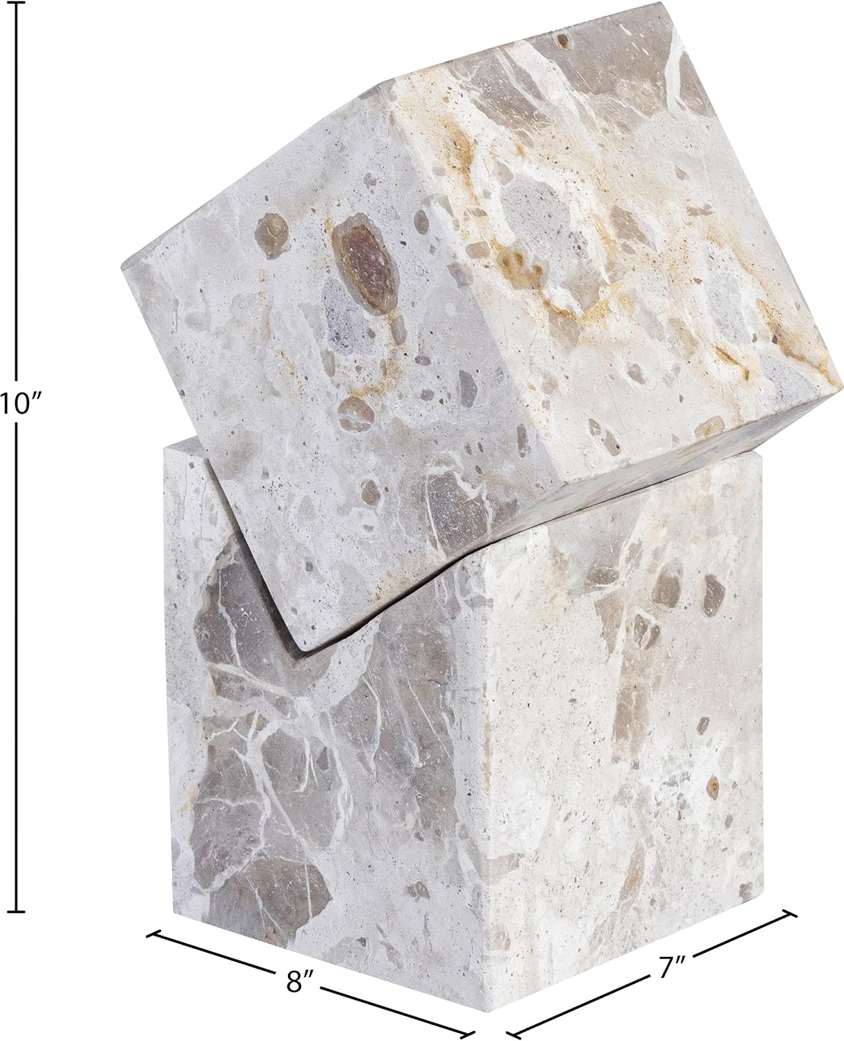 Meridian Furniture Quad Beige Marble Decorative Cube