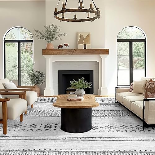 Miniatura 7 de BESTSWEETIE Alfombra de área lavable de 5 x 7, alfombra marroquí de 5 x 7 pies, alfombra marroquí de estilo rústico geométrico neutro de 5 x 7 pies