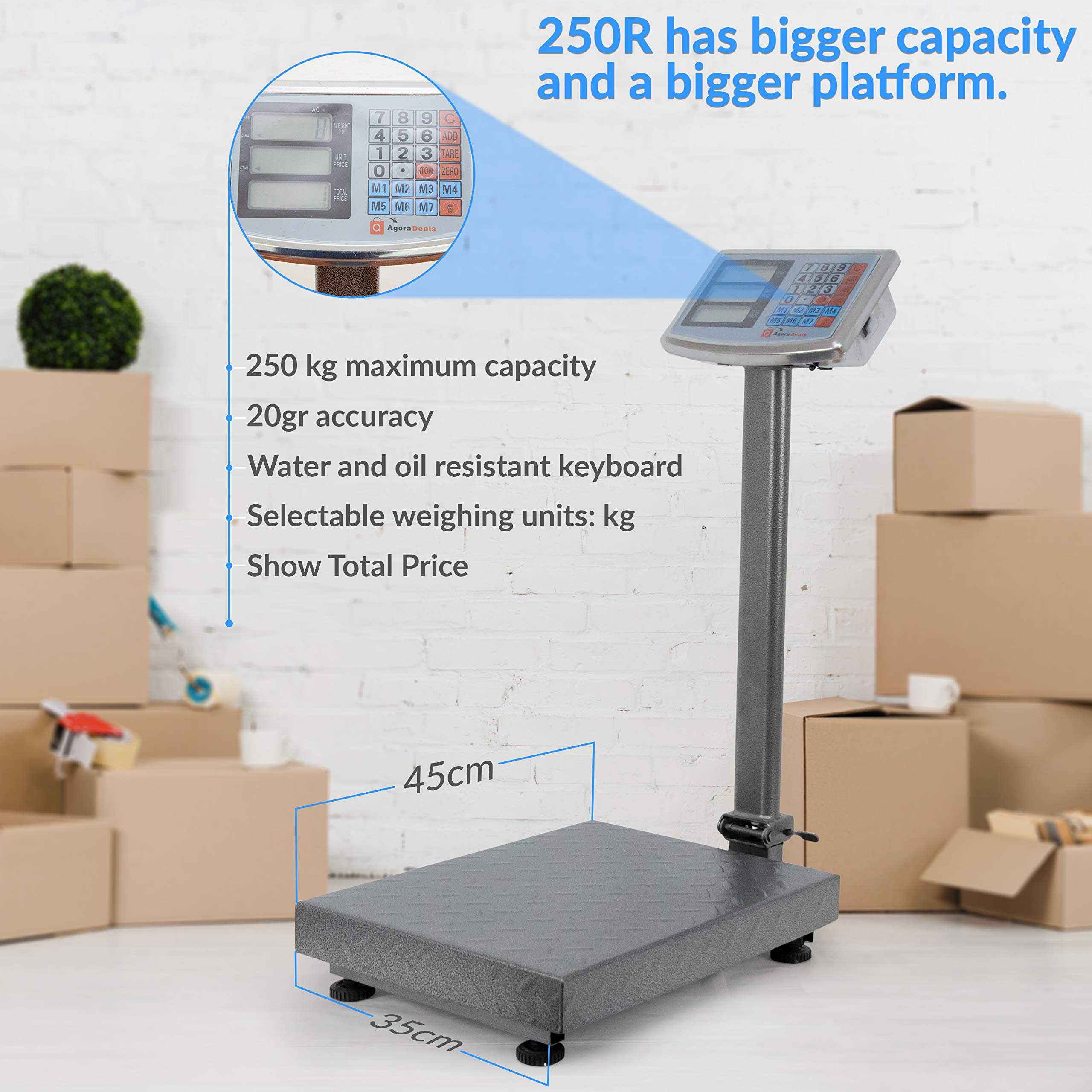 Balance Industrielle 250kg/20g, Affichage Numérique Lcd Double Face, Pliable, Acier 35x45cm - Grandmaster