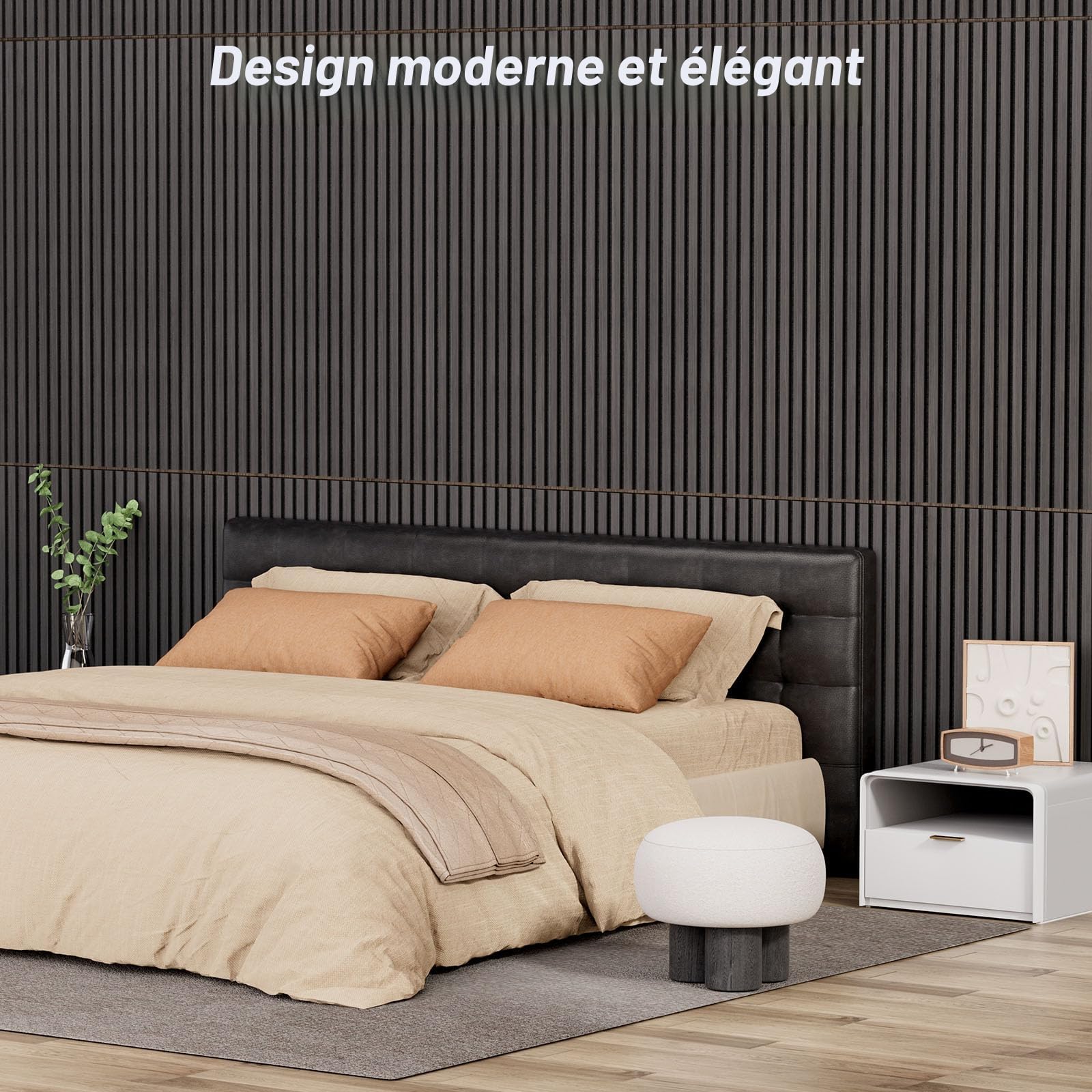 TONOR Lot de 4 Panneau Acoustique en Placage de Bois, 120x60x1,9 cm, Dalle Murale Autocollante, Absorption de L'écho, Mousse Décoratif en 3D, Panneaux Insonorisants pour le Salon, le Bureau, Noir