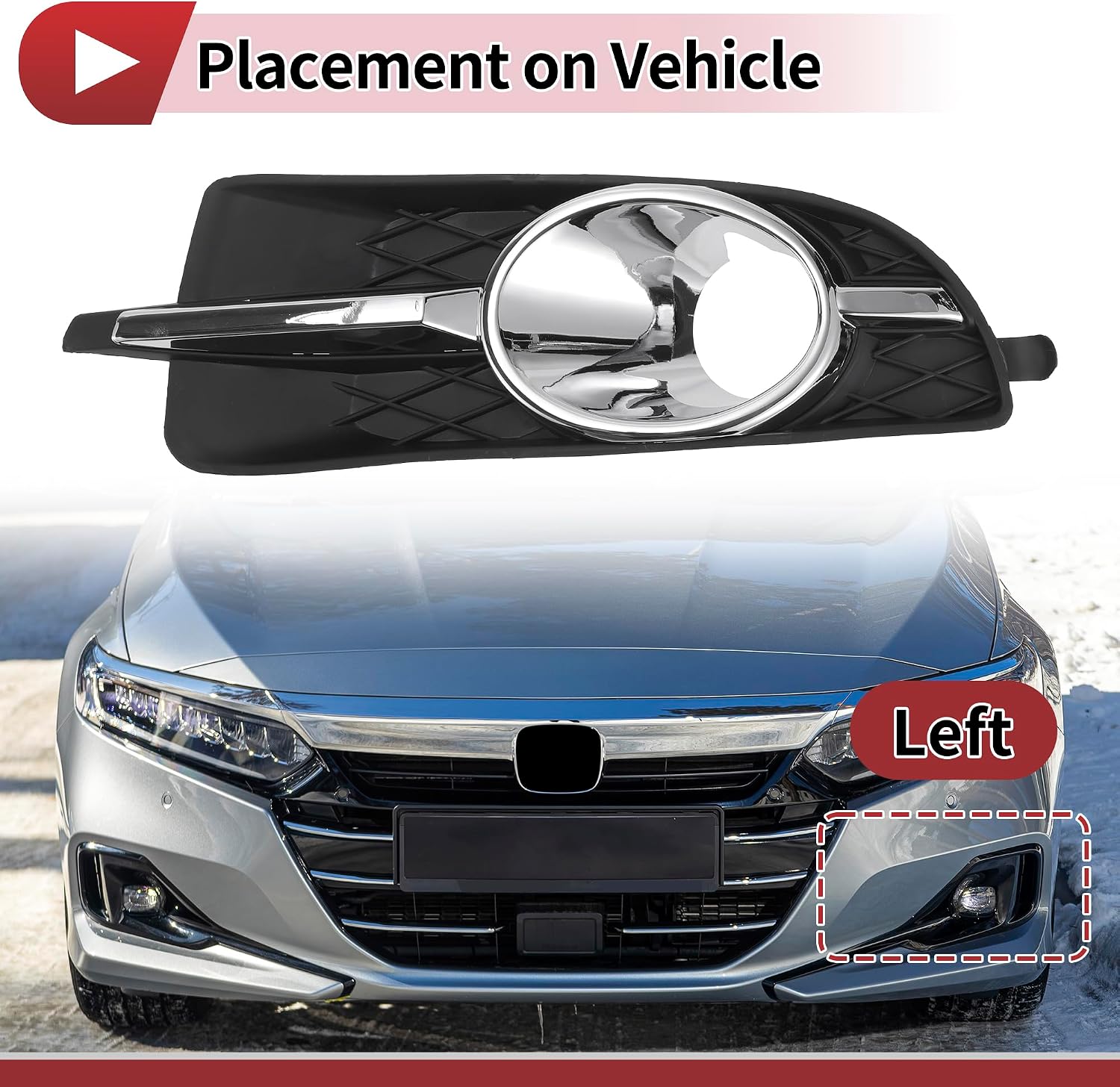 1 Pc Fog Light Grill for Buick LaCrosse 2010-2013 Front Left Front Lower Bumper Fog Light Cover Inserts No.20859107 Black,Silver Tone ABS